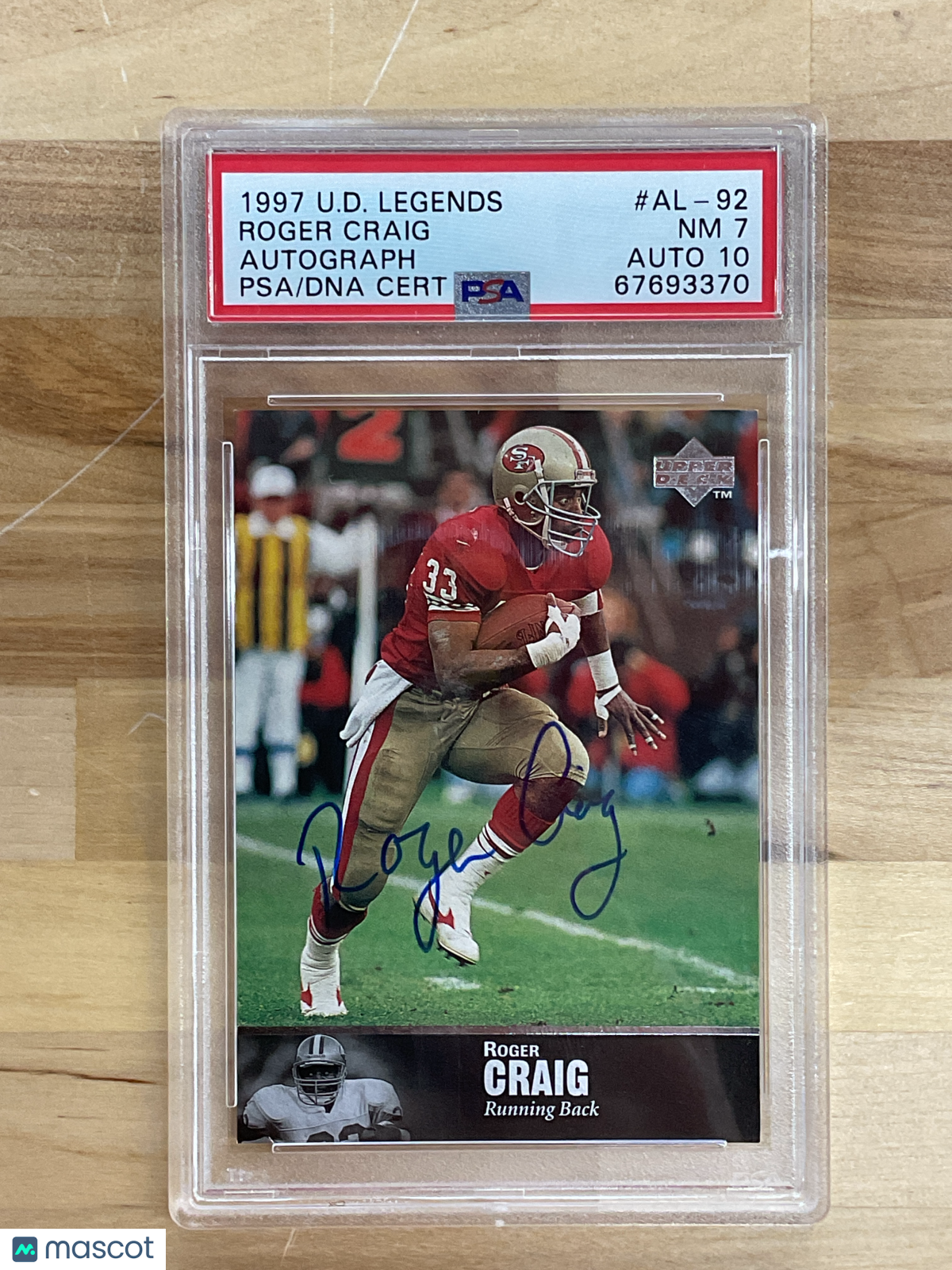 1997 Upper Deck Legends Roger Craig Autograph #AL-92 PSA 7