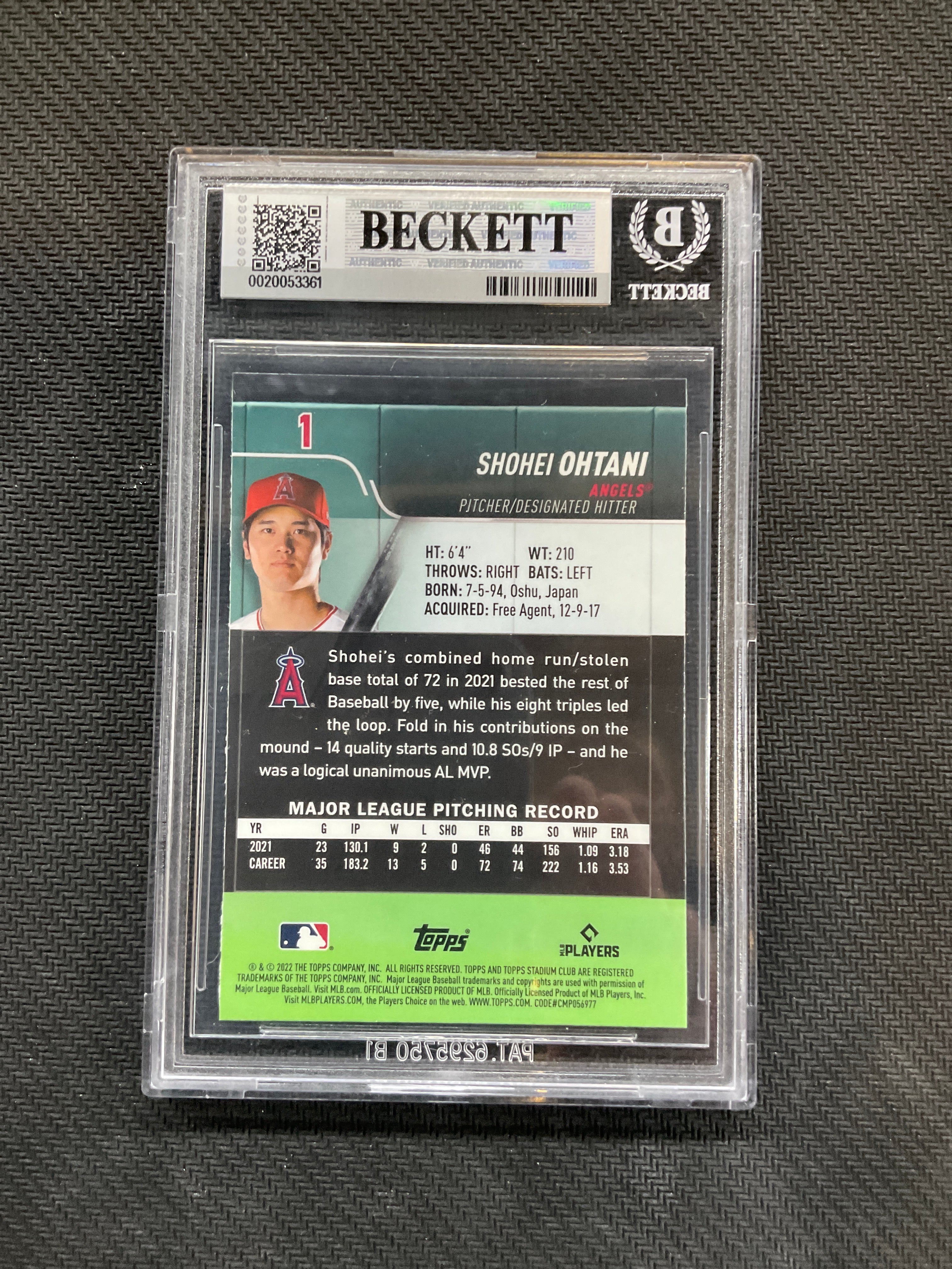 2022 Stadium Club Chrome Shohei Ohtani #1 BGS 9 Angels