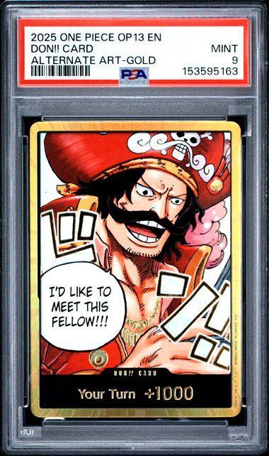 2025 One Piece OP13 DON!! Card (Gol D Roger) Alt Art Gold PSA 9