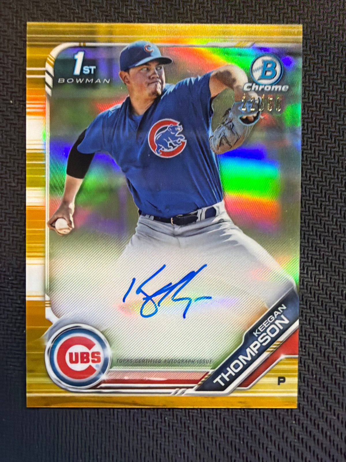 2019 Bowman Keegan Thompson Rookie Auto Gold /50 Cubs Auburn
