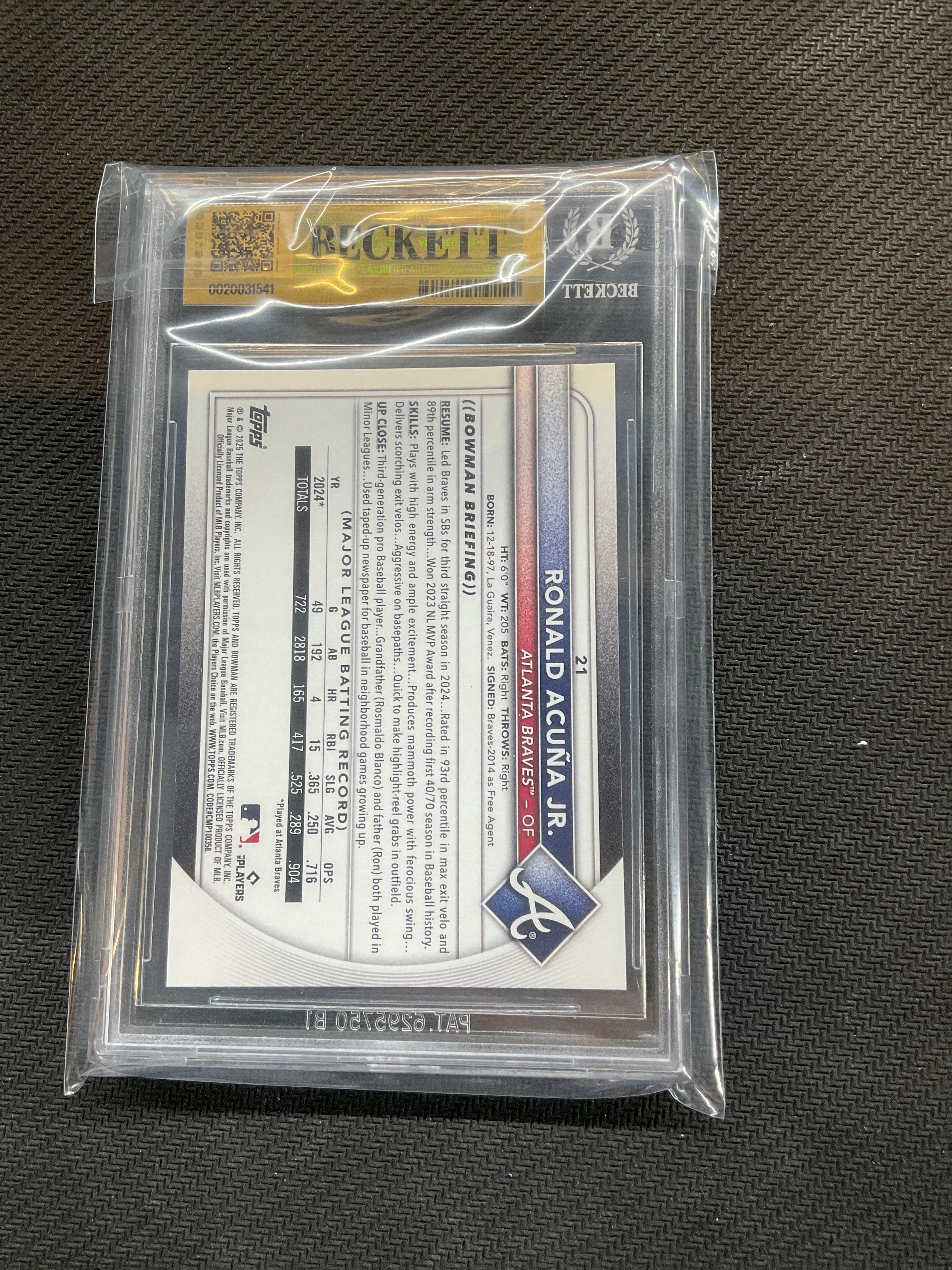 2025 Bowman Ronald Acuna Jr. Paper BGS 9.5 Braves 541