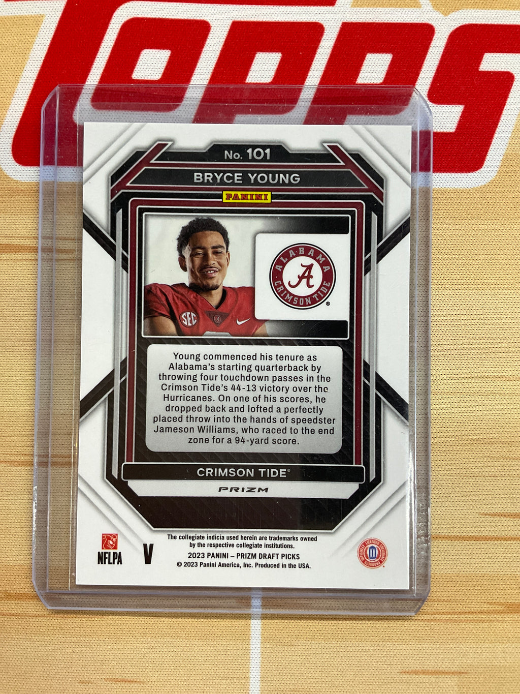2023 Prizm Draft Picks Bryce Young Rookie #101 Image Variation Silver Alabama