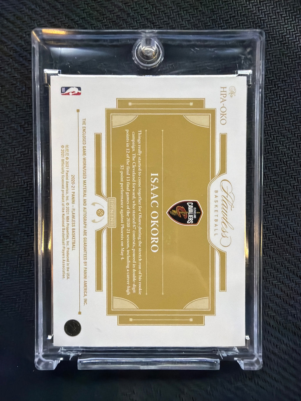 2020-21 Flawless Isaac Okoro Patch Auto /15 Cavs