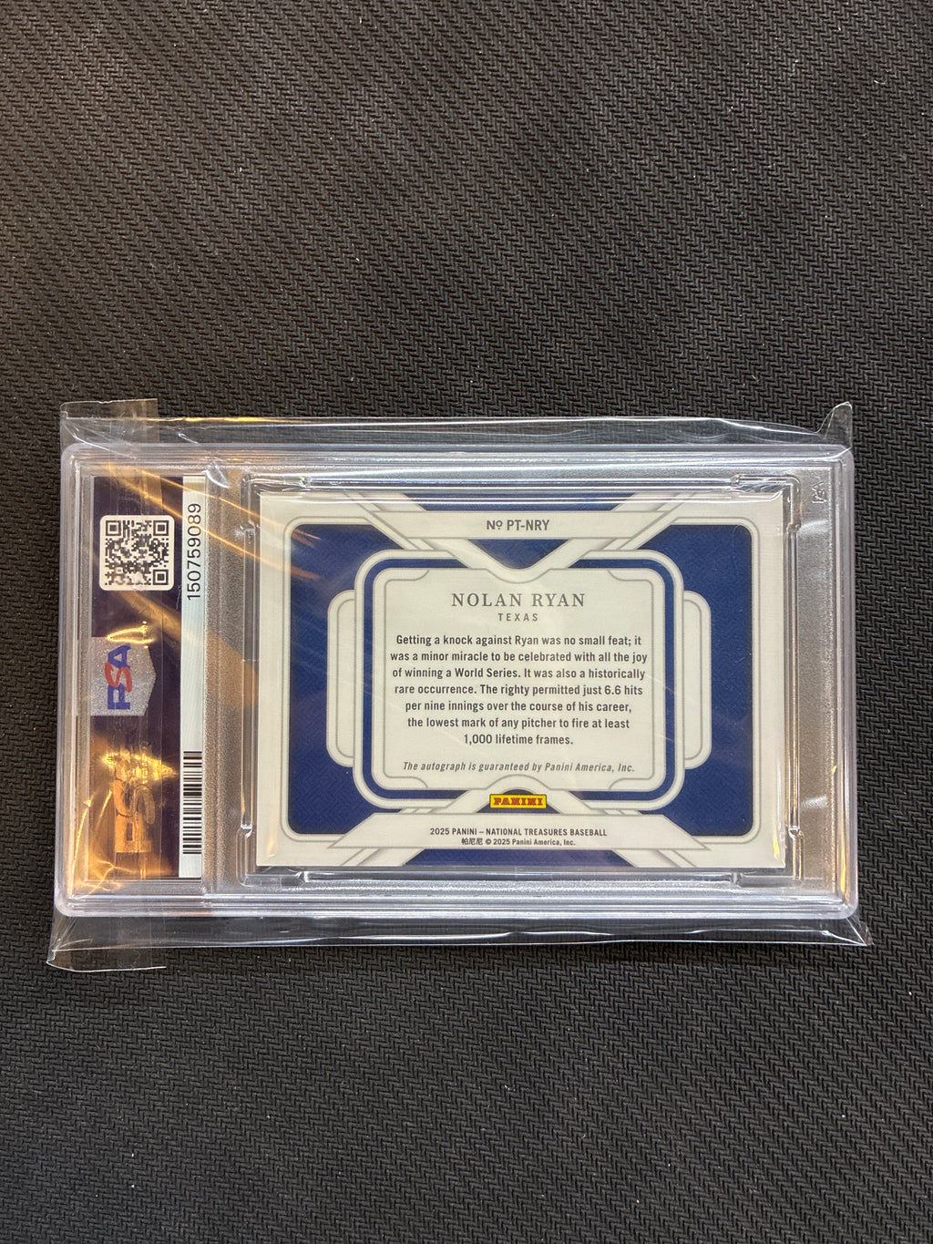 2025 National Treasures Nolan Ryan Personalized Treasures Auto Blue /49 PSA 9 Rangers