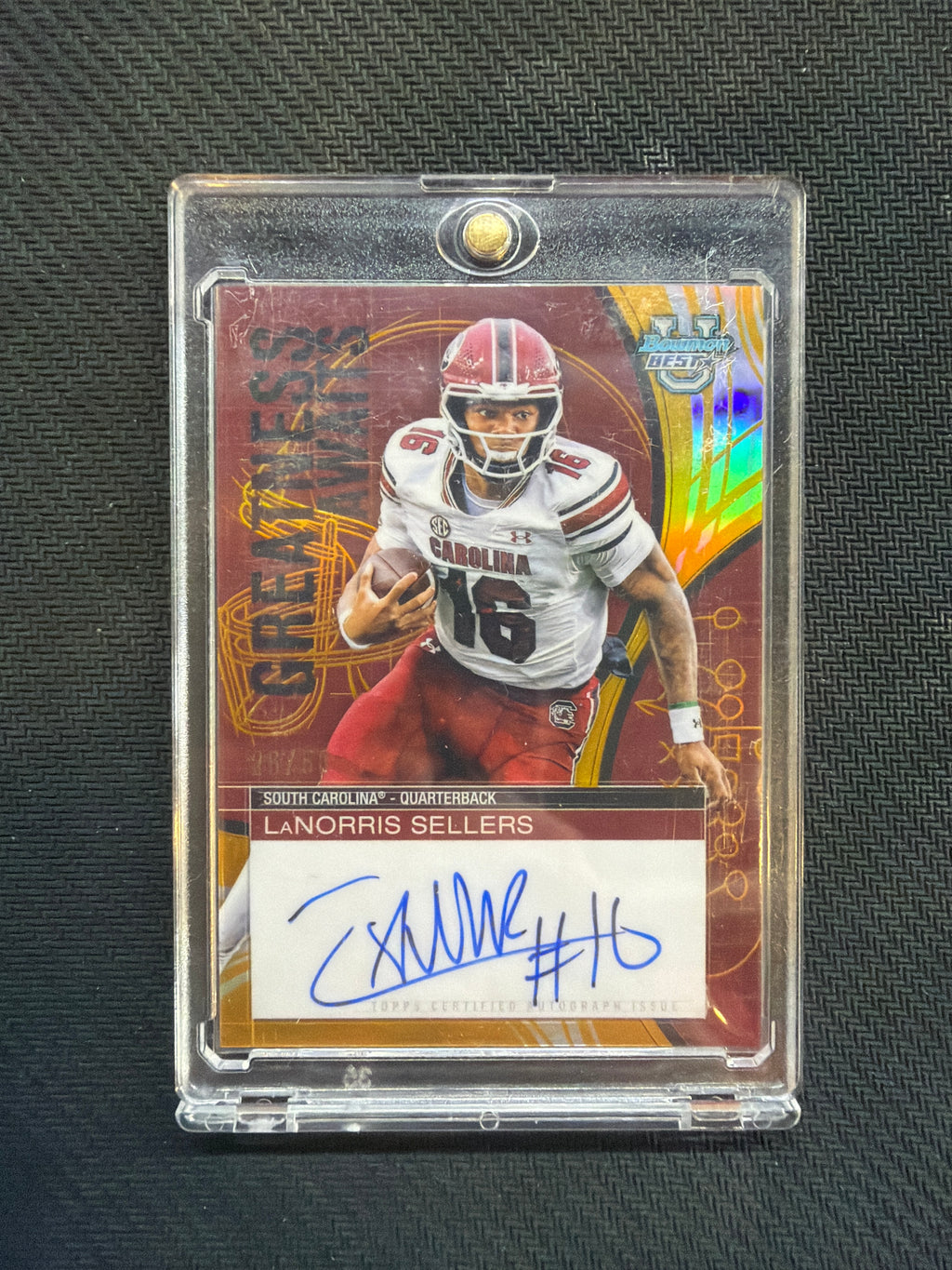 2025 Bowman Best U Lannoris Sellers Greatness Awaits Auto Gold /50 South Carolina
