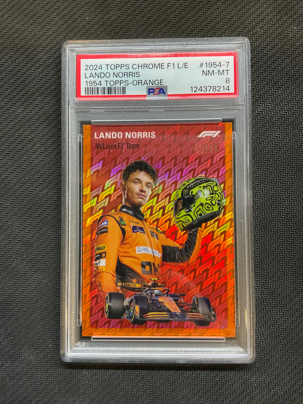 2024 Topps Chrome F1 Logofractor Lando Norris 1954 Topps Orange /25 PSA 8