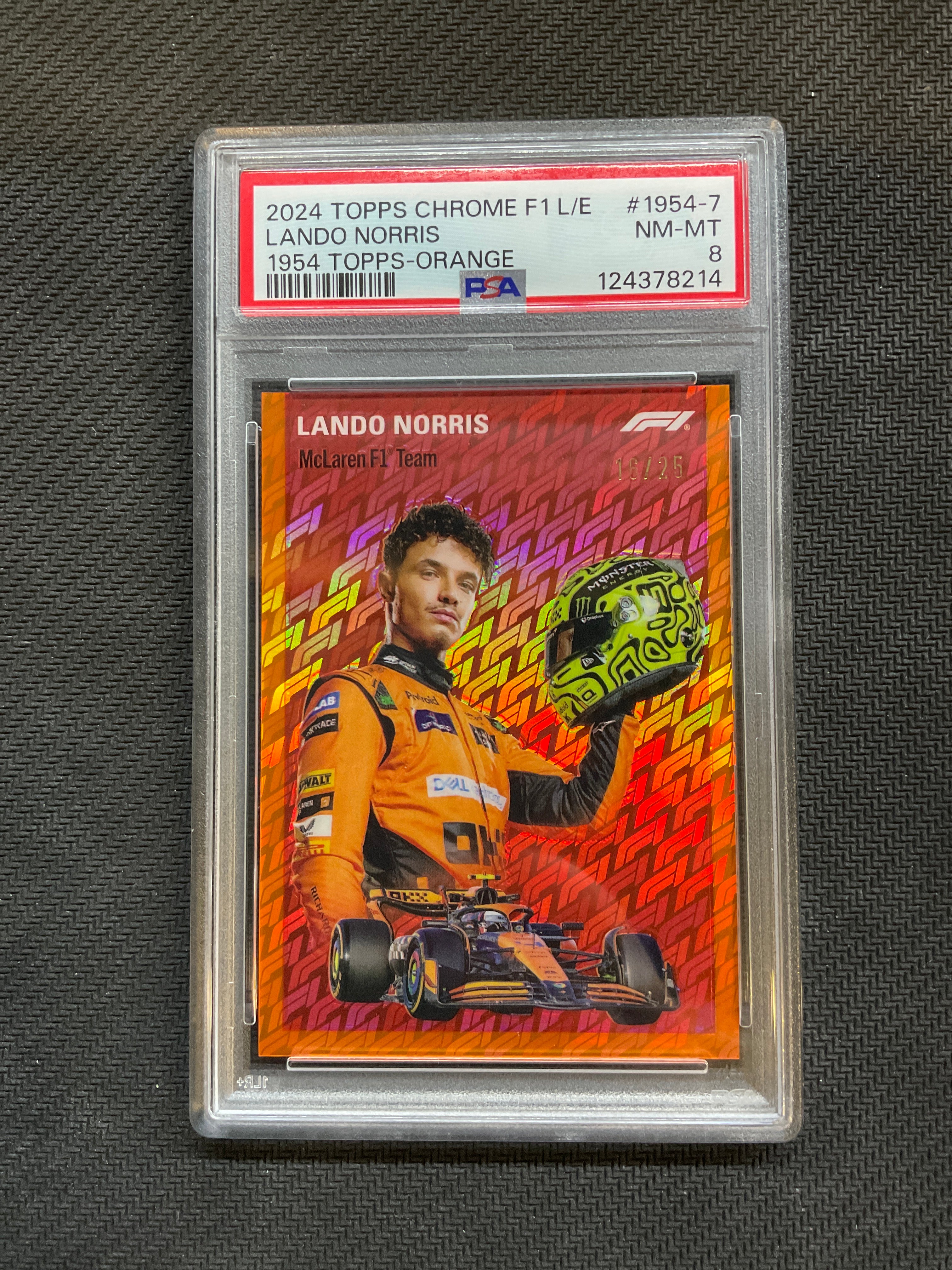 2024 Topps Chrome F1 Logofractor Lando Norris 1954 Topps Orange /25 PSA 8