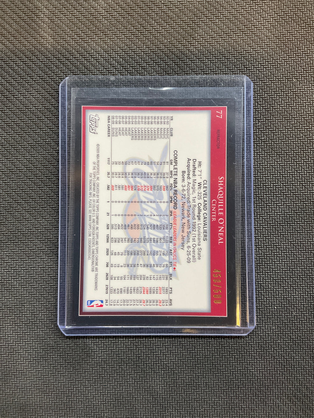 2009 Topps Chrome Shaquille O'Neal Refractor /500 Cavaliers