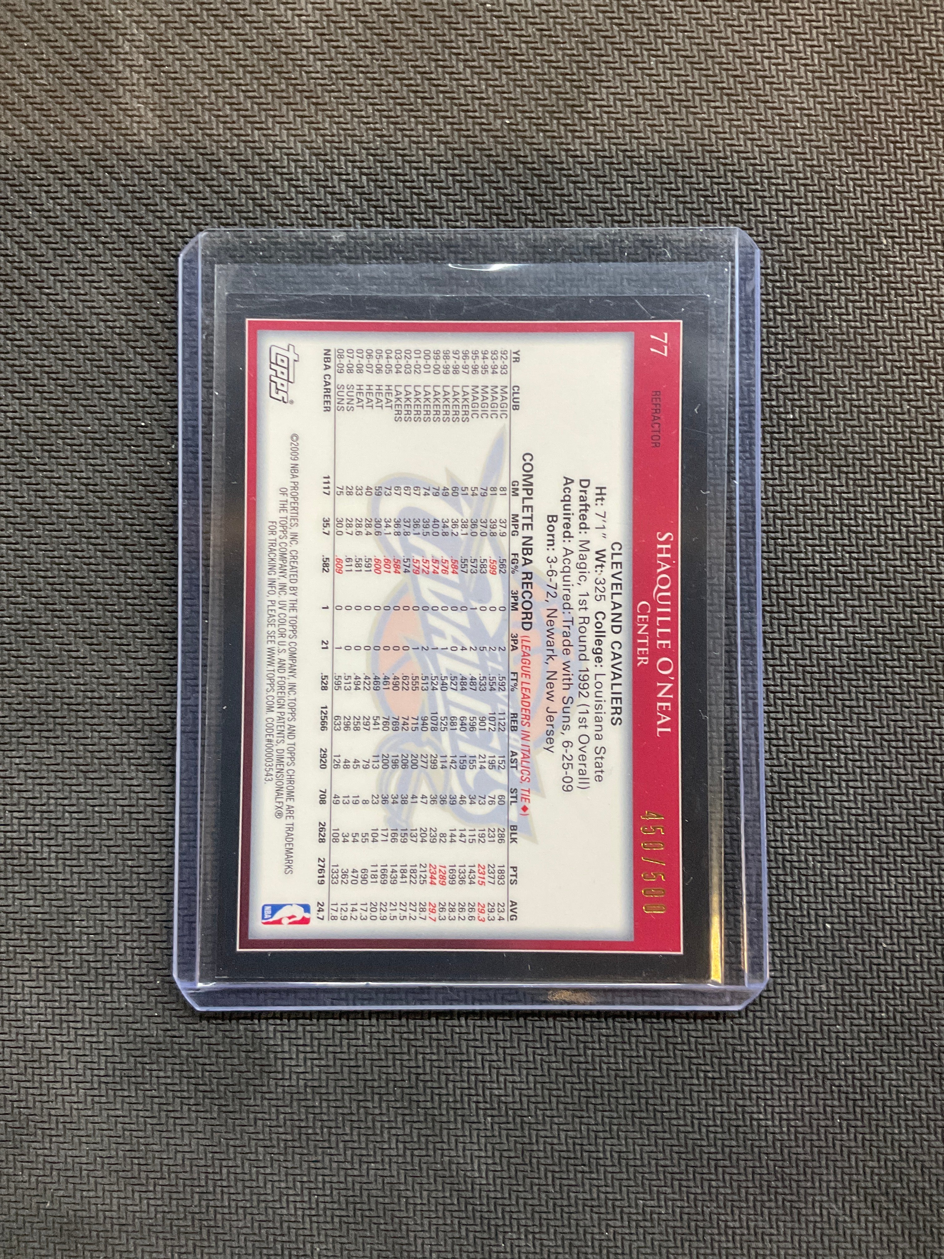 2009 Topps Chrome Shaquille O'Neal Refractor /500 Cavaliers