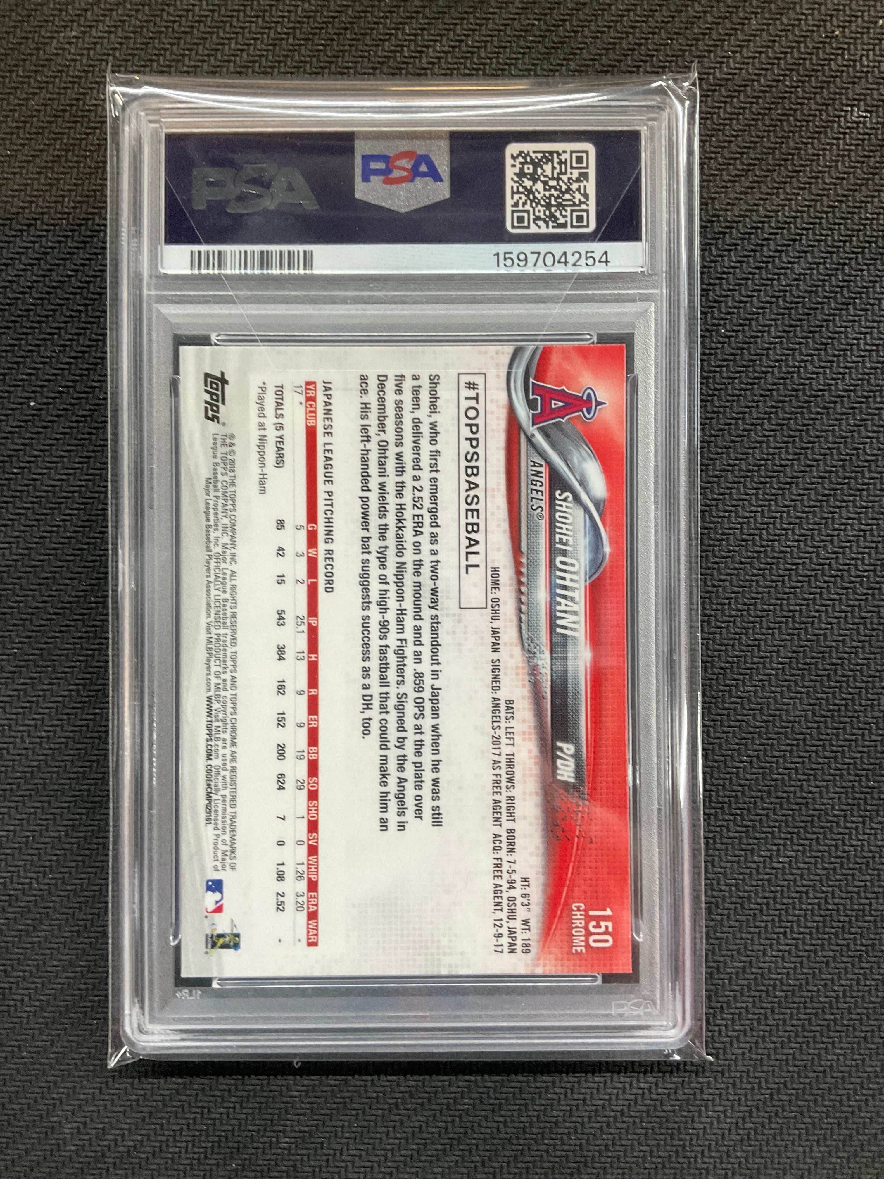 2018 Topps Chrome Shohei Ohtani Pitching #150 PSA 10 254