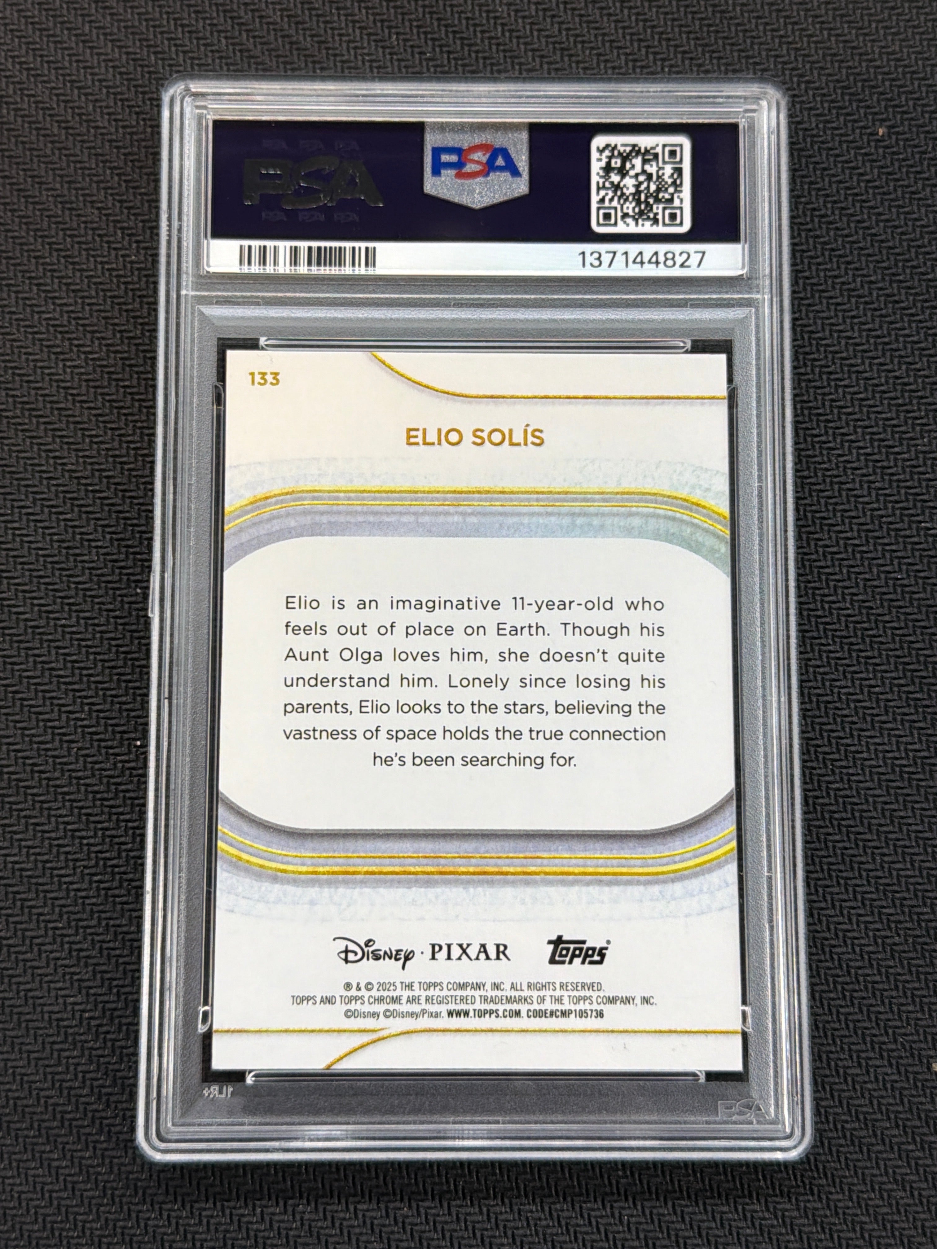 2025 Topps Chrome Disney Elio Solis Black & White /101 PSA 8 827