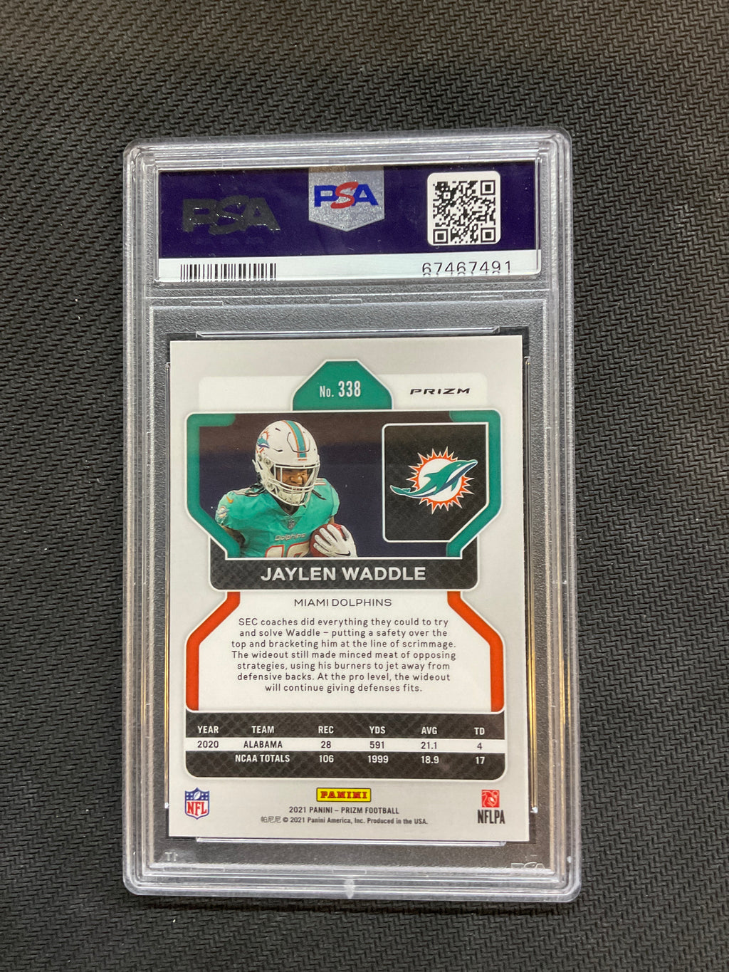 2021 Prizm Jaylen Waddle Lazer Prizm PSA 10 Dolphins