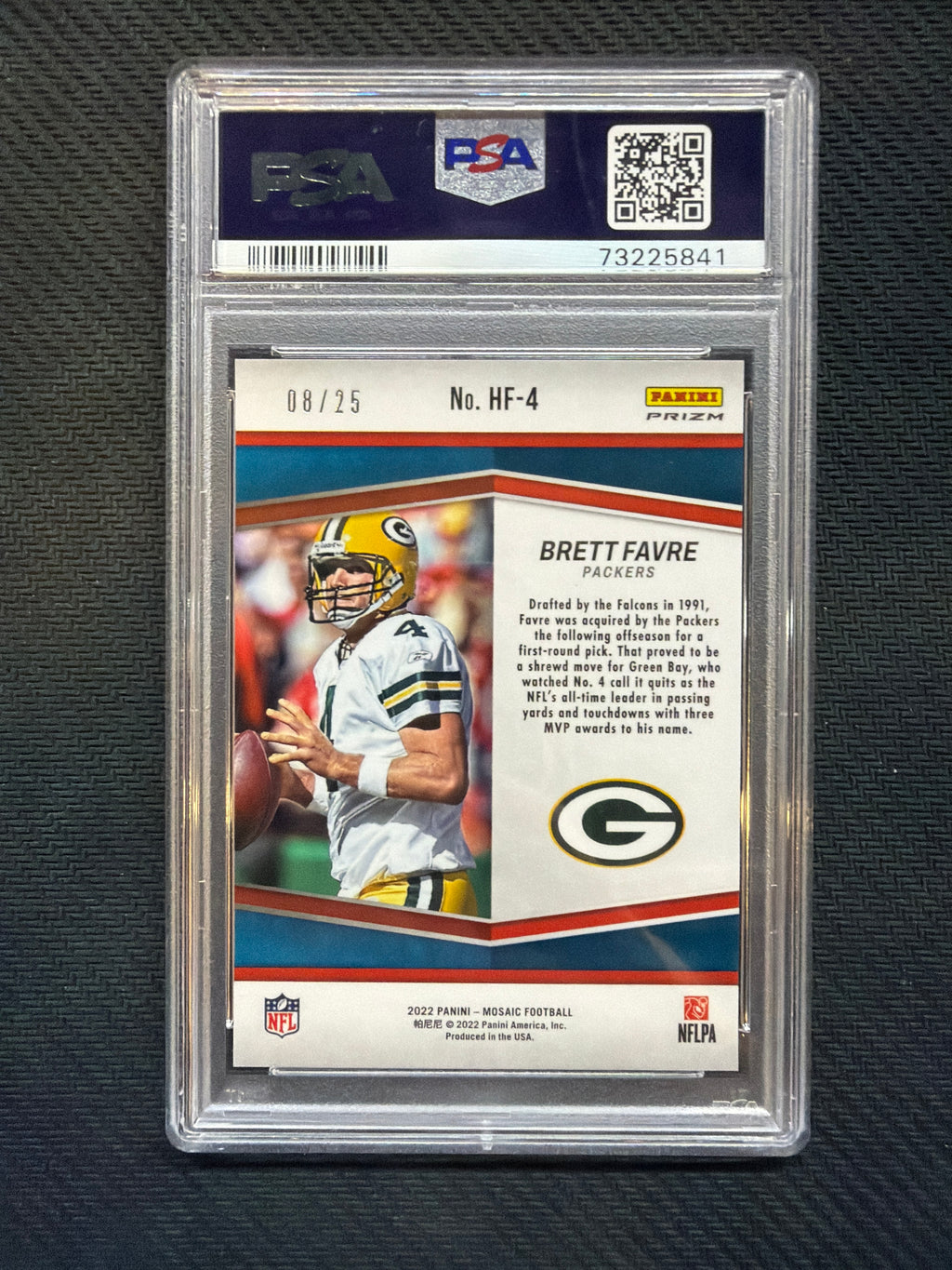 2022 Mosaic Brett Farve Hall of Fame Orange Fluorescent /25 PSA 10 Packers