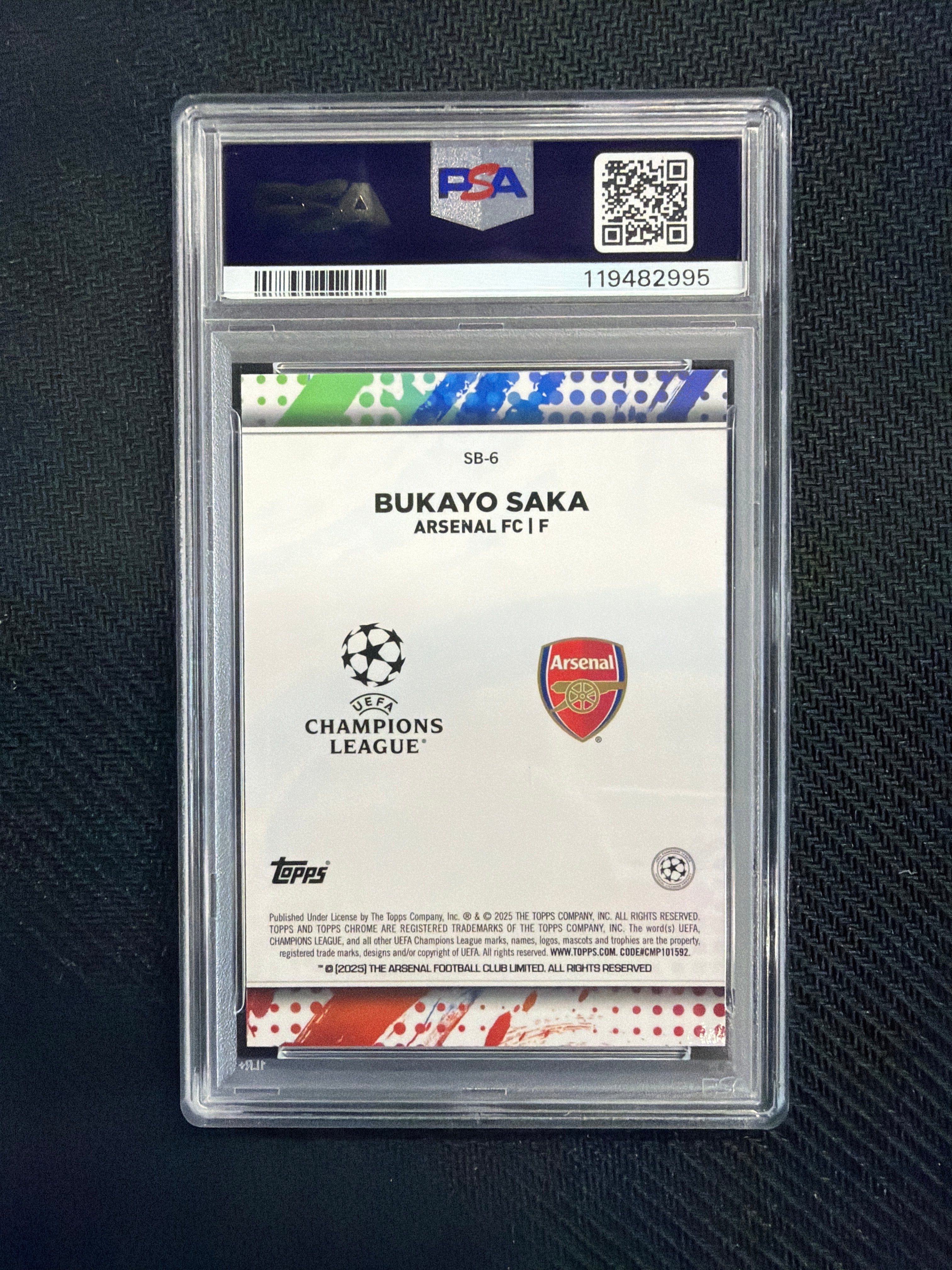 2024-25 Topps Chrome UCC Bukayo Saka Brush PSA 9
