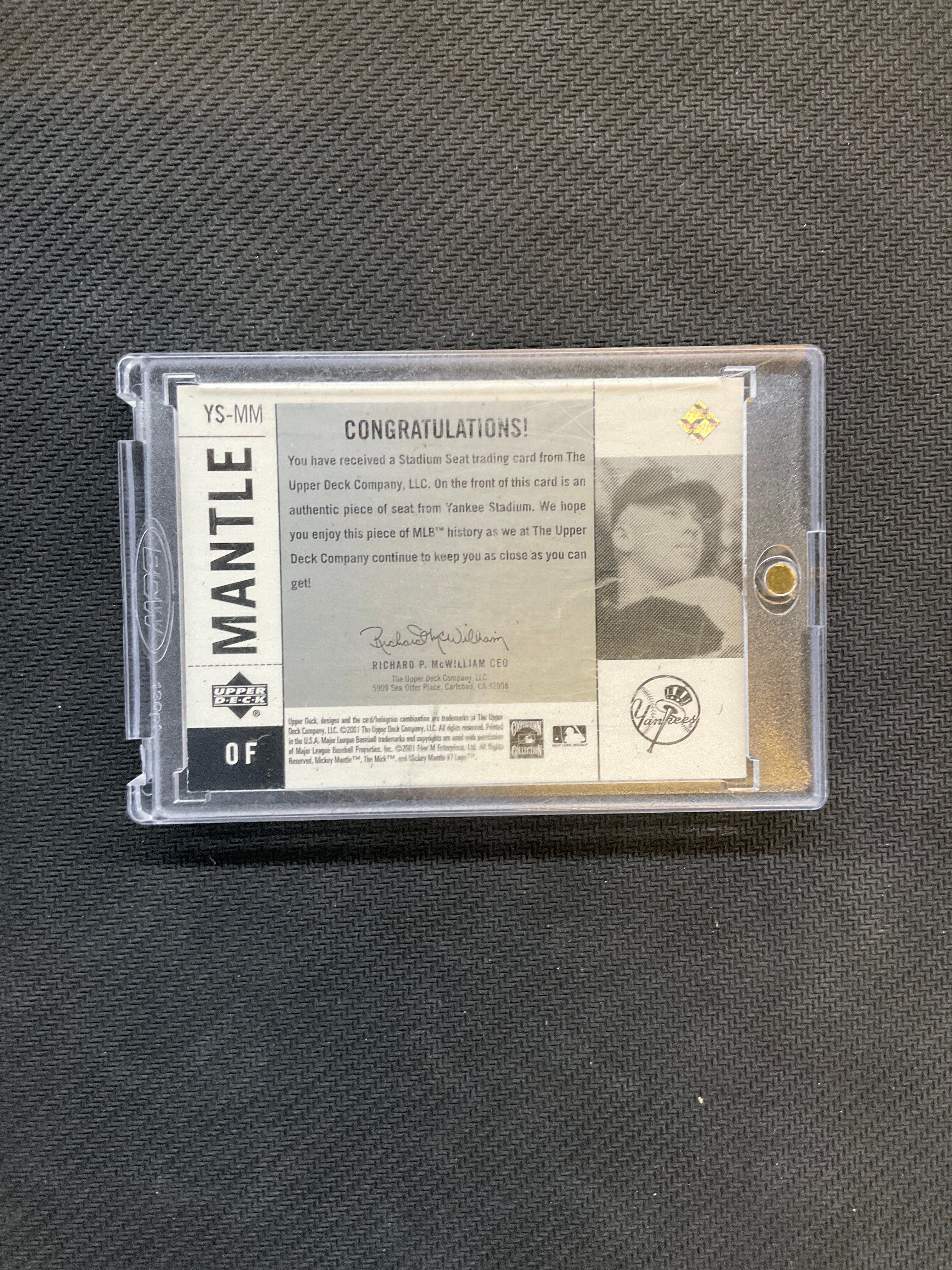 2001 Upper Deck Mickey Mantle Stadium Patch /50 Yankees