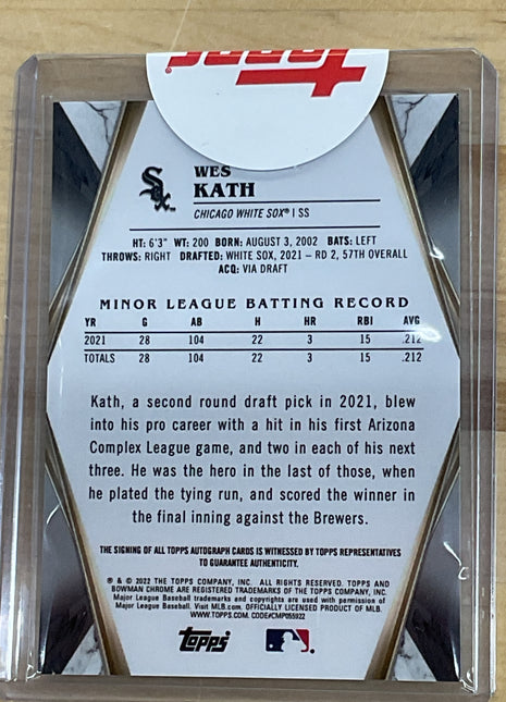 2022 Bowman Sapphire Wes Kath Gold Auto /50