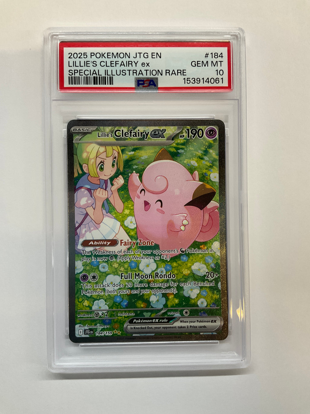 2025 Pokemon Journey Together Lillie's Clefairy ex 184 PSA 10