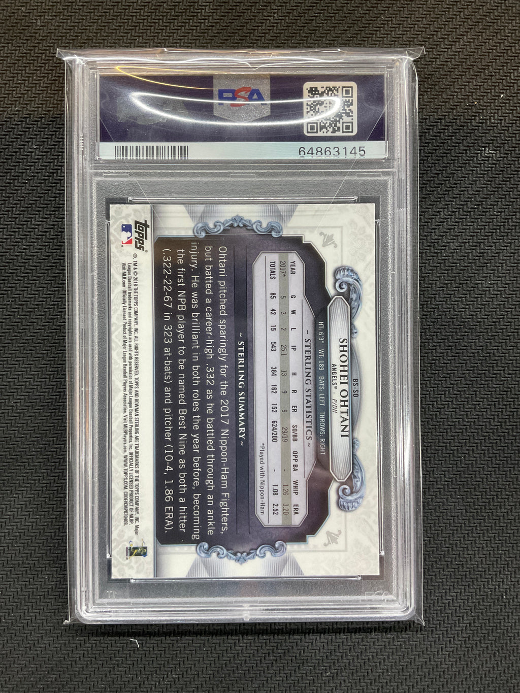 2018 Bowman Chrome Shohei Ohtani Sterling Rookie PSA 10 145