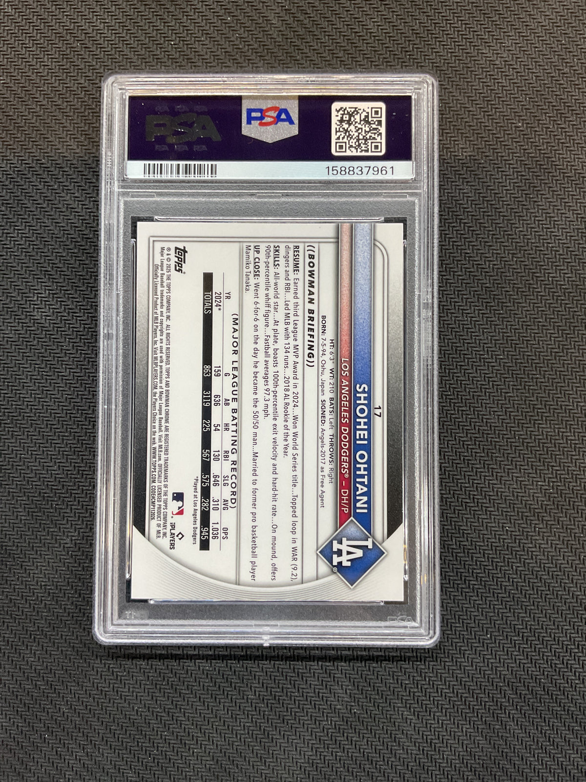 2025 Bowman Chrome Shohei Ohtani #17 PSA 10 Dodgers 961
