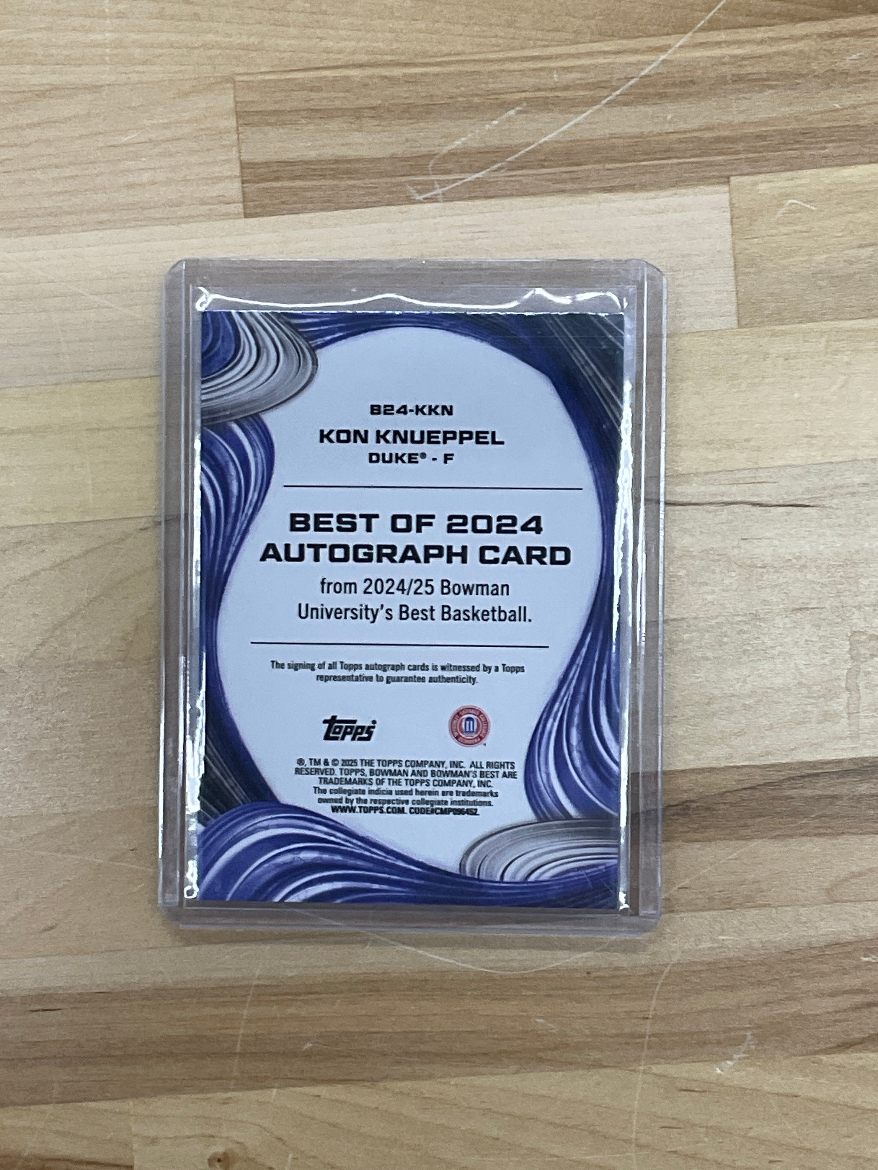 2024/25 Bowman Best Kon Knueppel Auto Rookie Duke