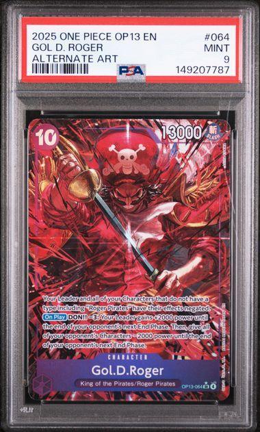 2025 One Piece OP13 Gol D Roger 064 Alt Art PSA 9