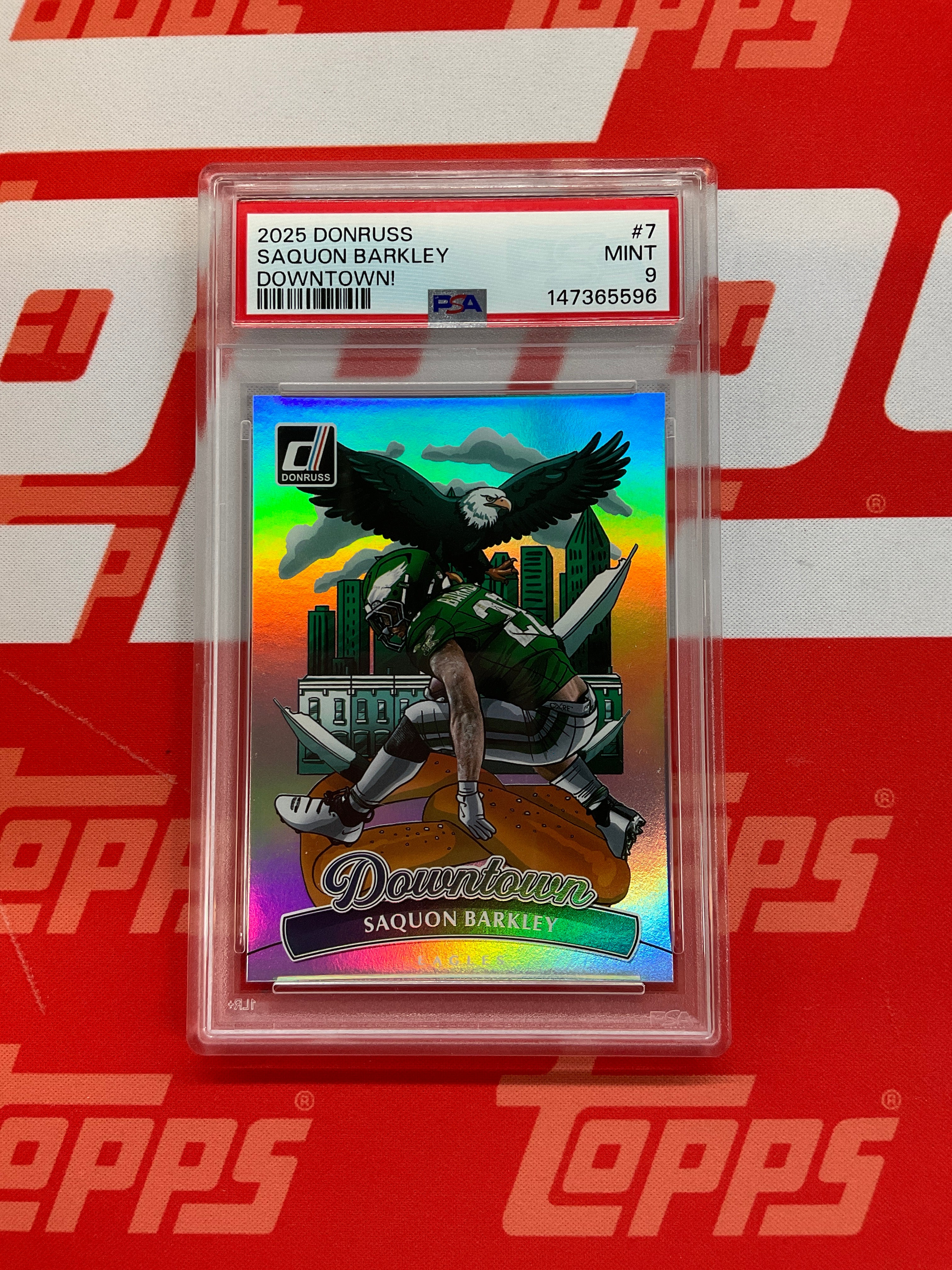 2025 Donruss Saquon Barkley #7 Downtown! PSA 9 Eagles