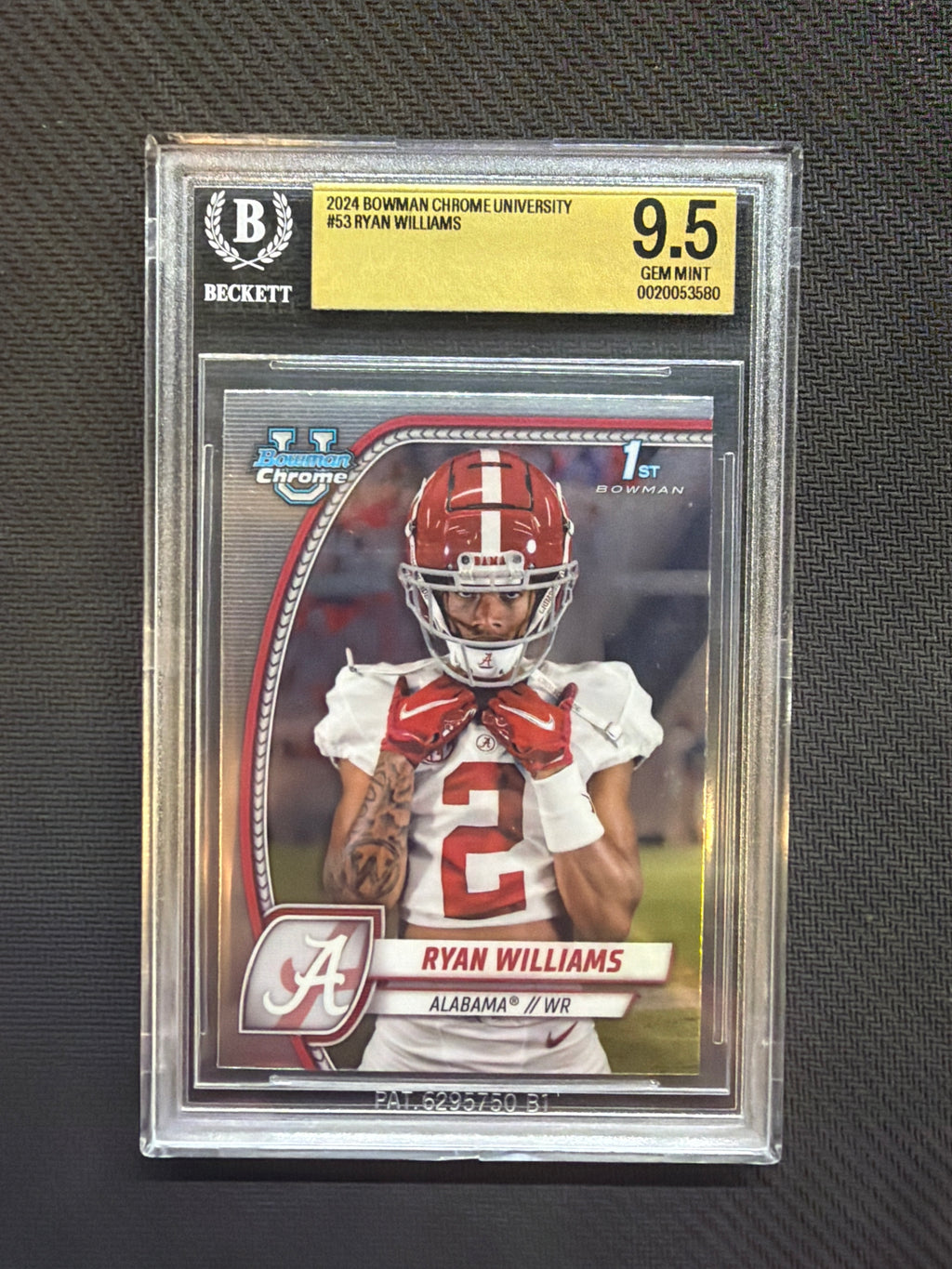 2024 Bowman Chrome U Ryan Williams BGS 9.5 Alabama