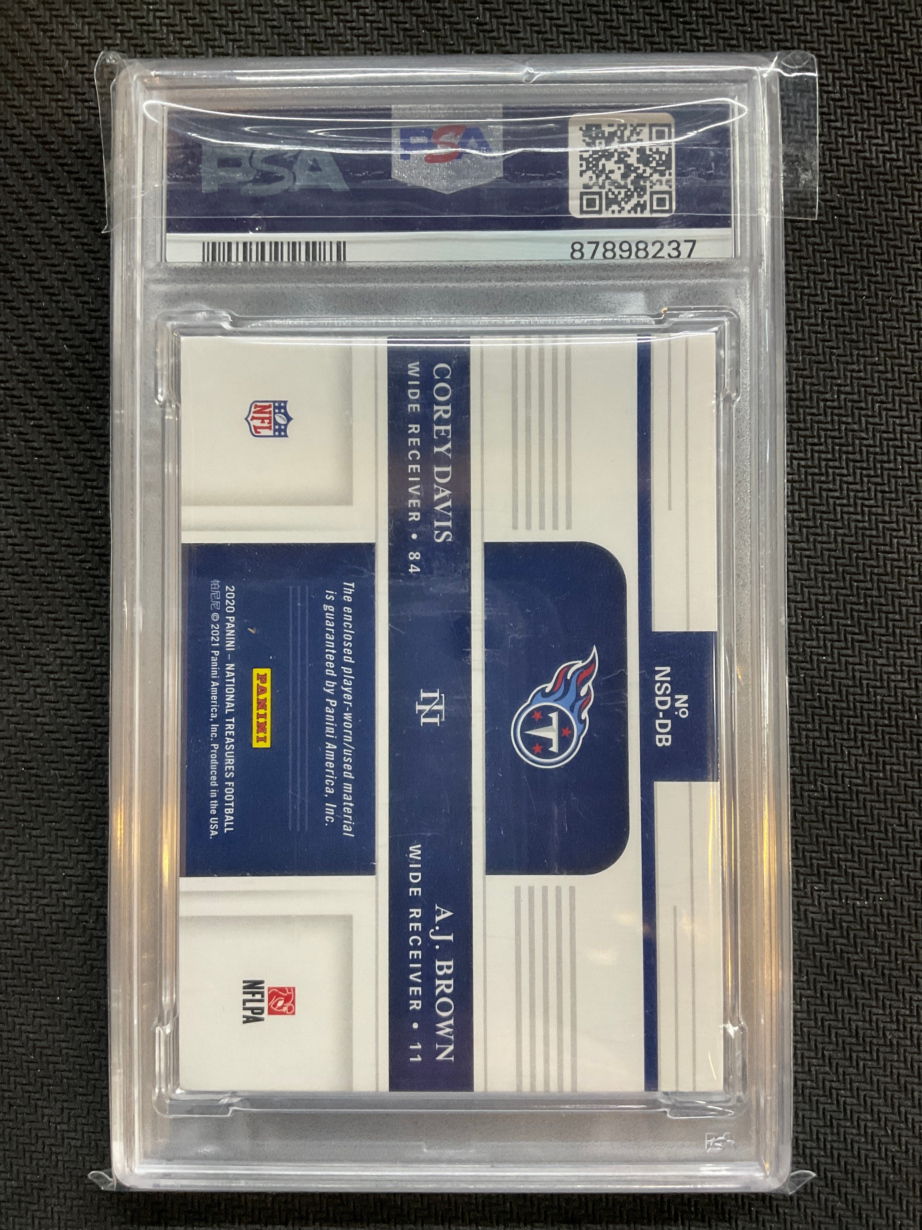 2020 National Treasures Corey Davis / A.J. Brown NFL Shields Dual 1/1 PSA 9 Titans