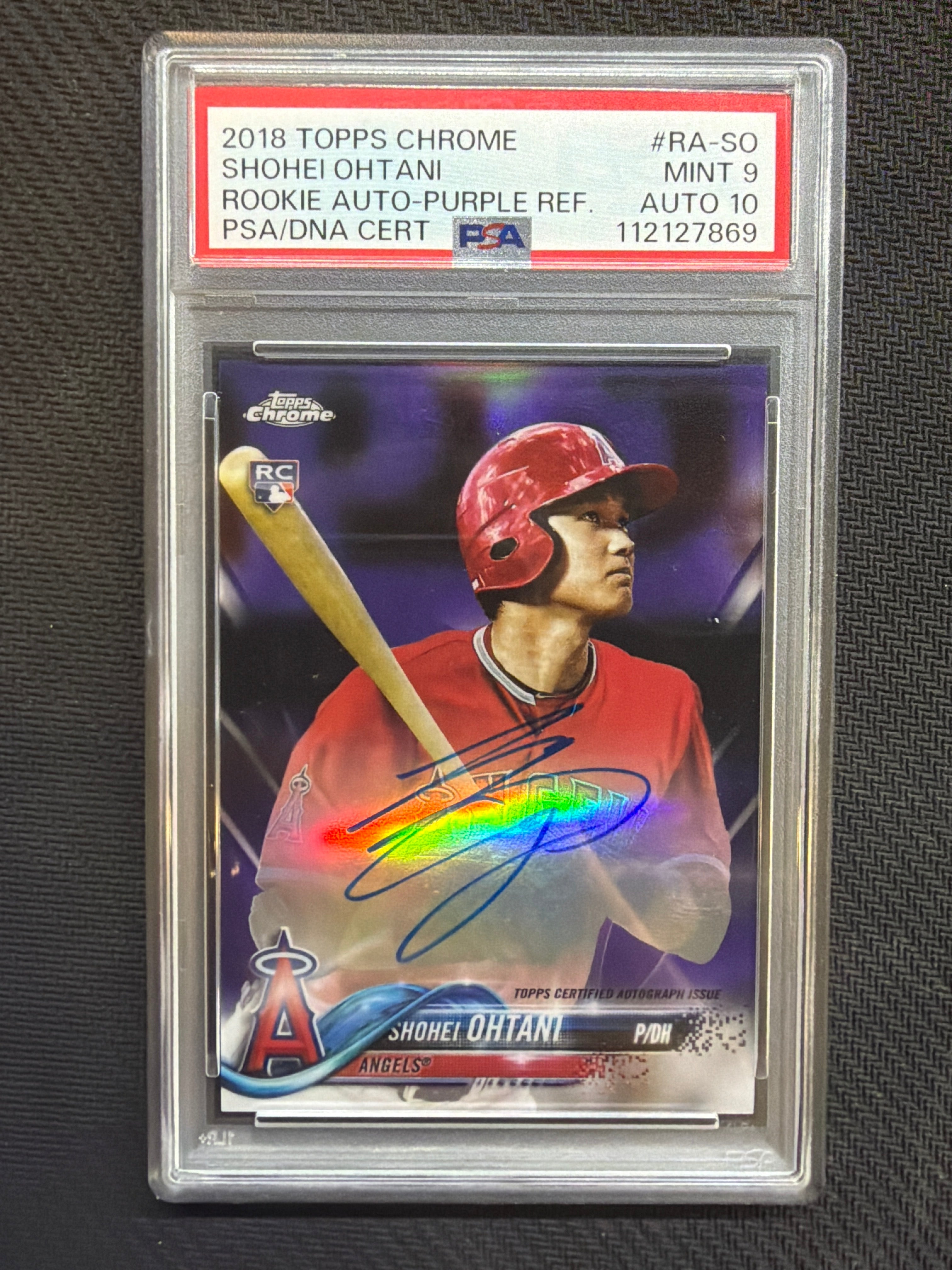 2018 Topps Chrome Shohei Ohtani Rookie Auto Purple Refractor /250 #RA-SO PSA 9 Auto 10 Angels