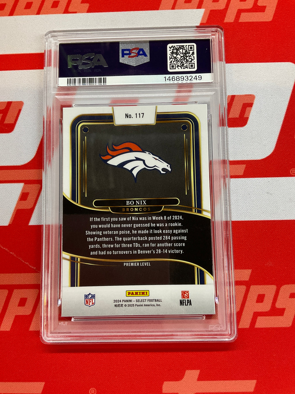 2024 Select #117 Bo Nix Rookie PSA 9 Broncos 249