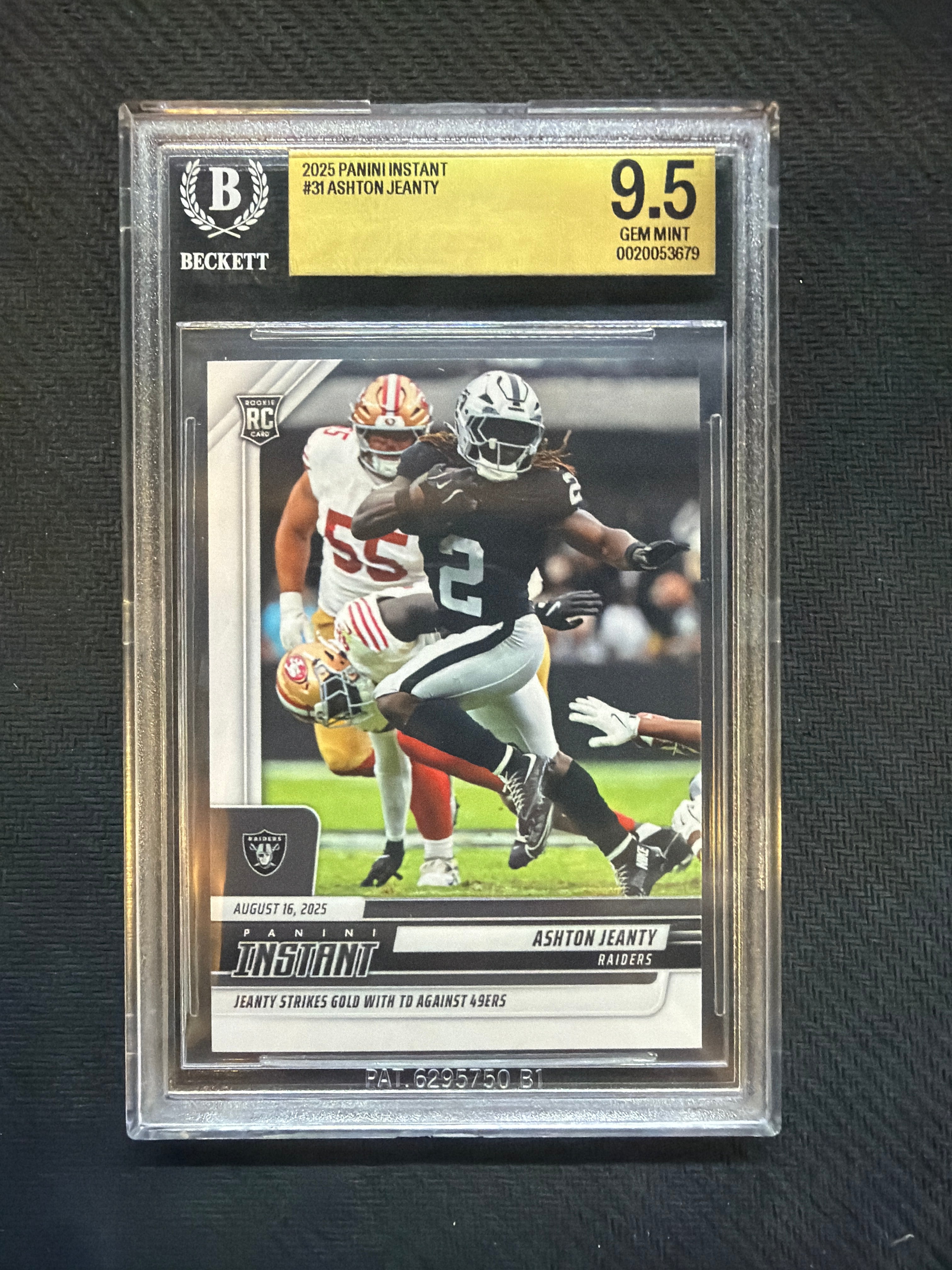 2025 Panini Instant Ashton Jeanty Rookie BGS 9.5 Raiders