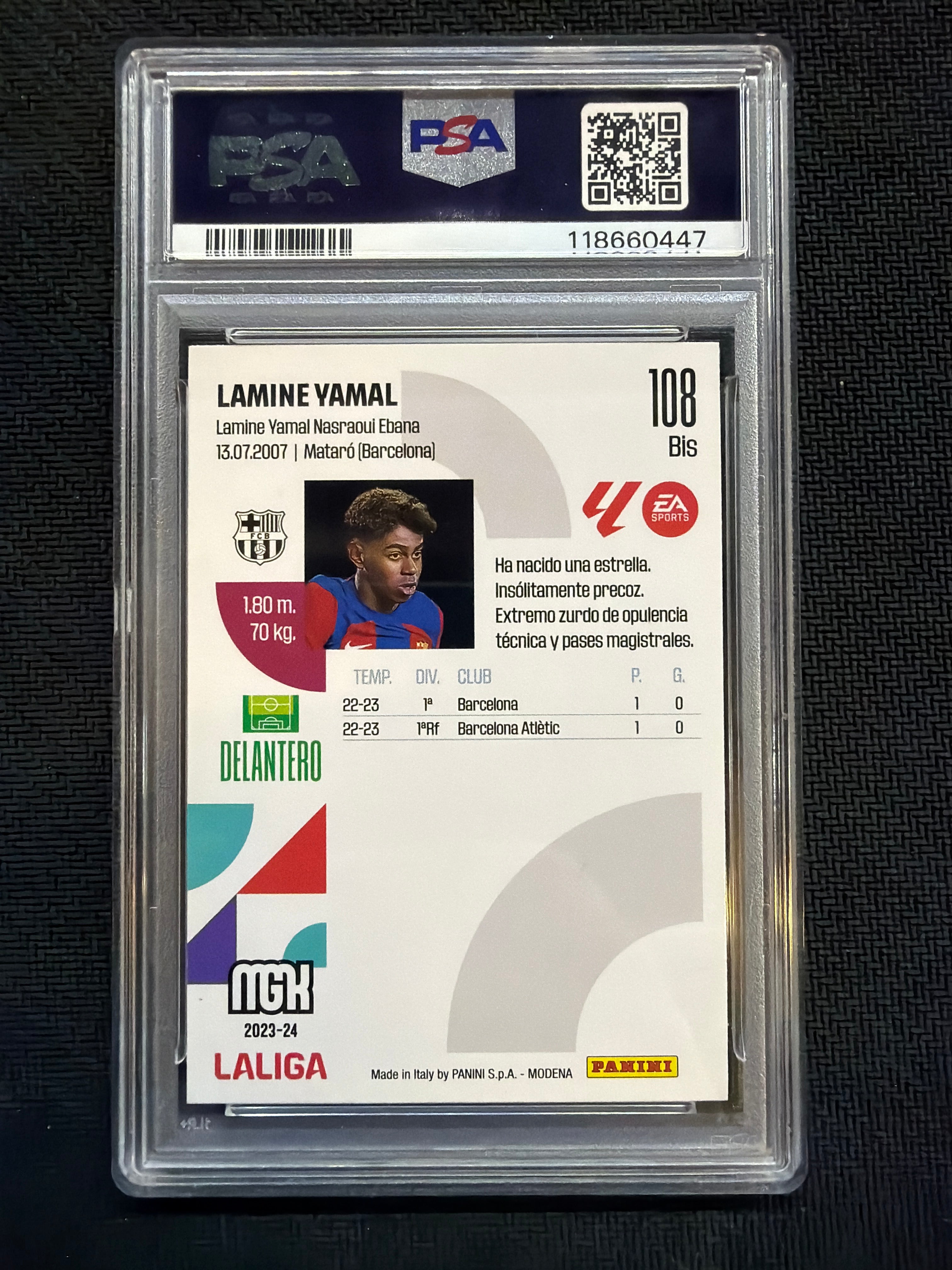 2023-24 Panini Megacracks Liga LaMine Yamal Rookie PSA 5 Barcelona