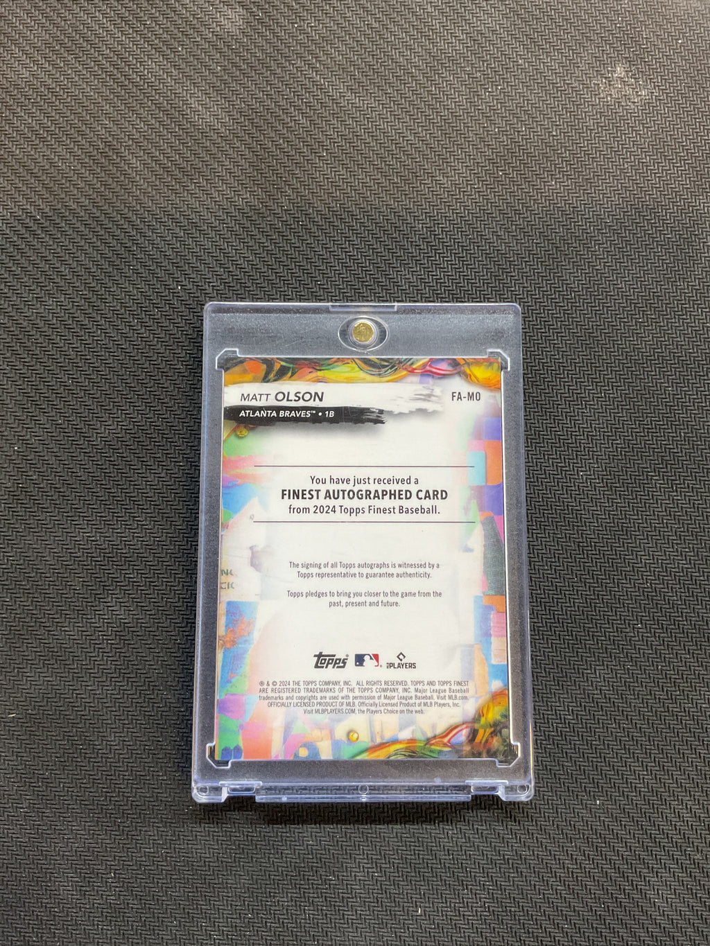 2024 Topps Finest Matt Olson Finest Autograph Blue Refractor /99 Braves