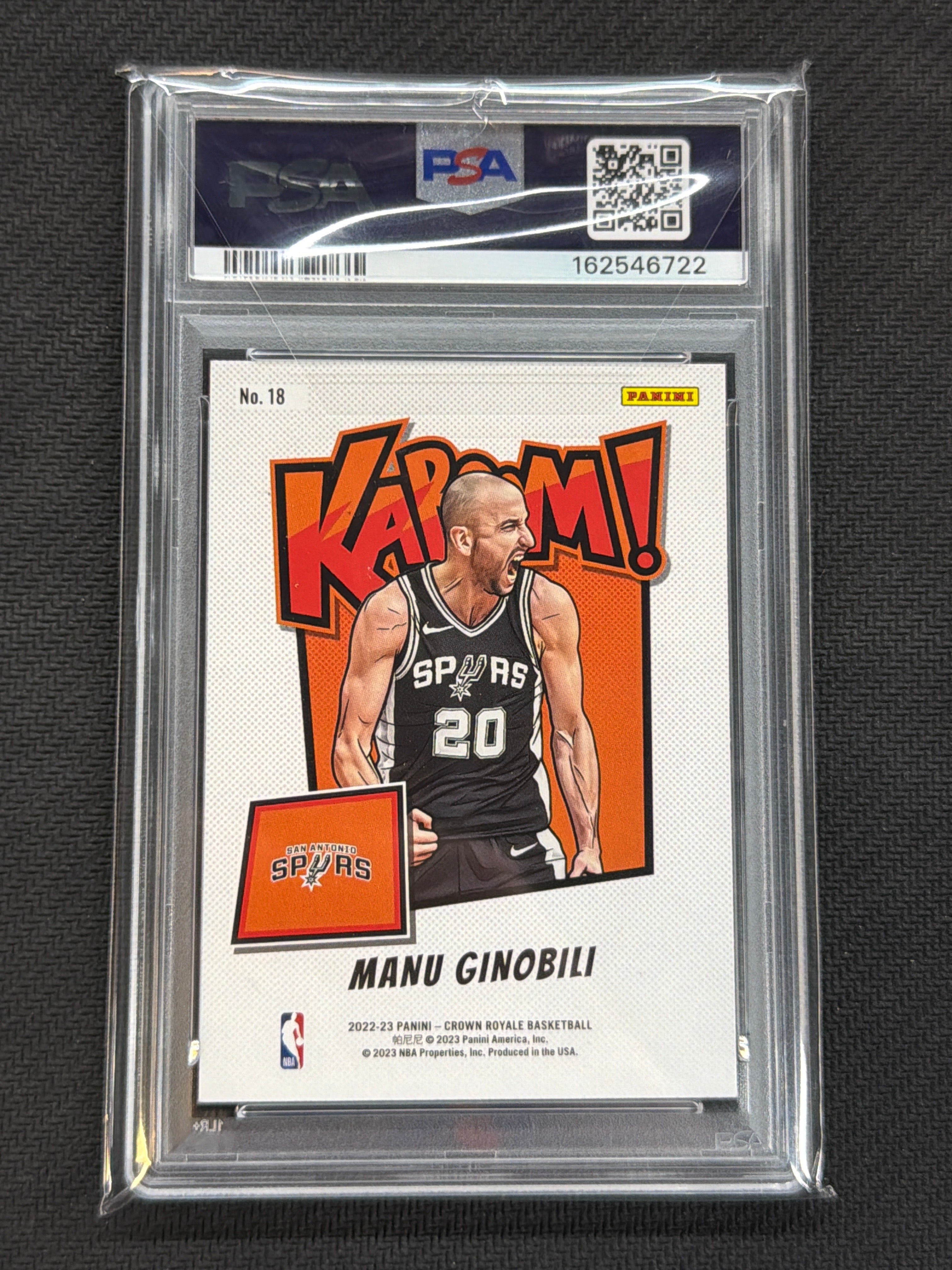 2022 Crown Royale Manu Ginobili Kaboom! PSA 8 722