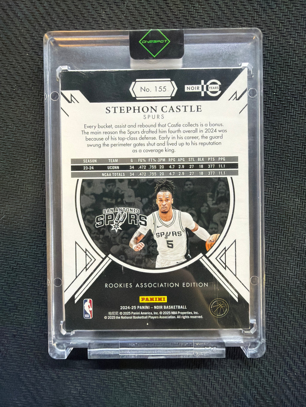 2024 Panini Noir Stephon Castle Rookies Association Edition /99 Spurs