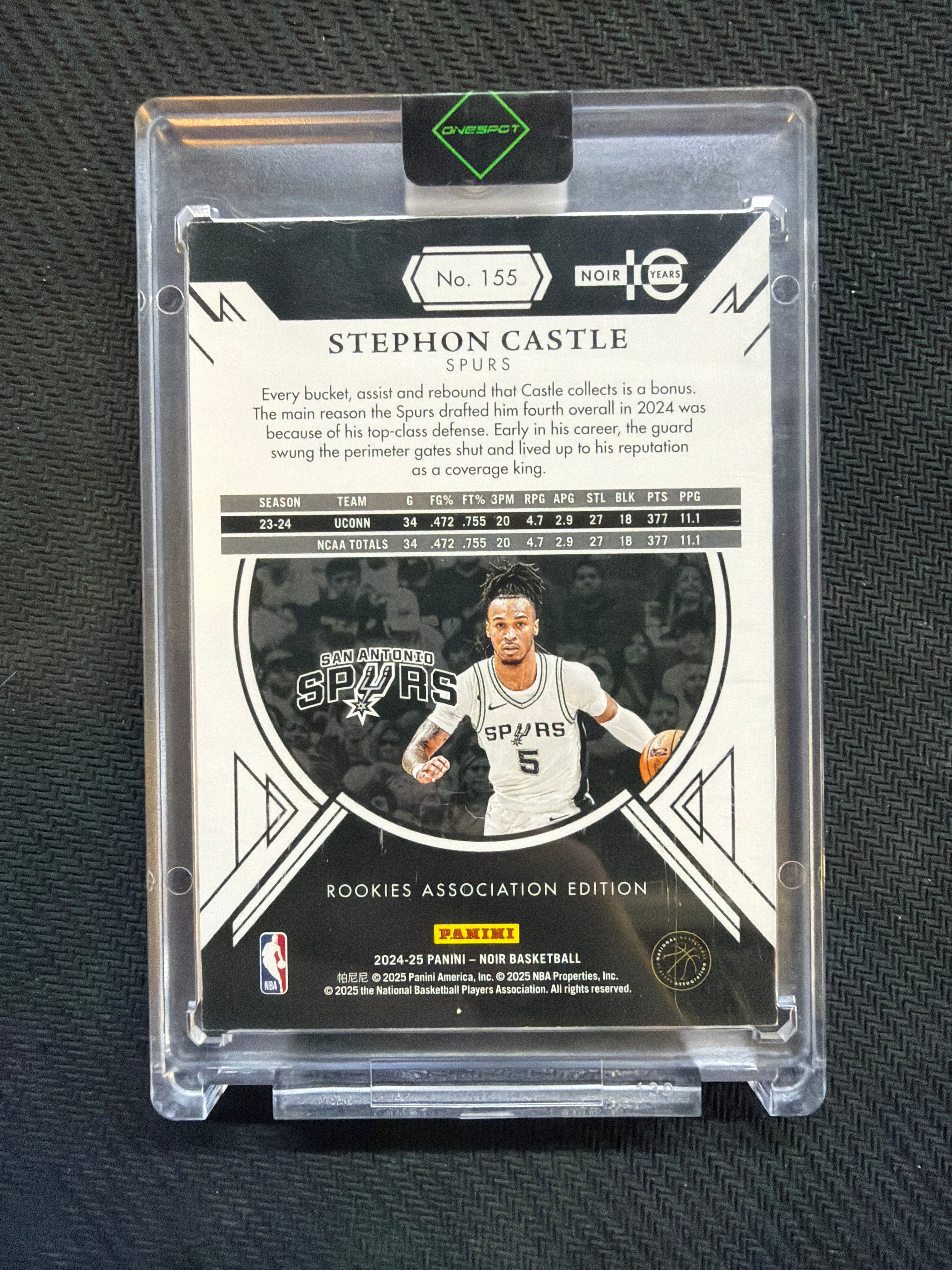 2024 Panini Noir Stephon Castle Rookies Association Edition /99 Spurs