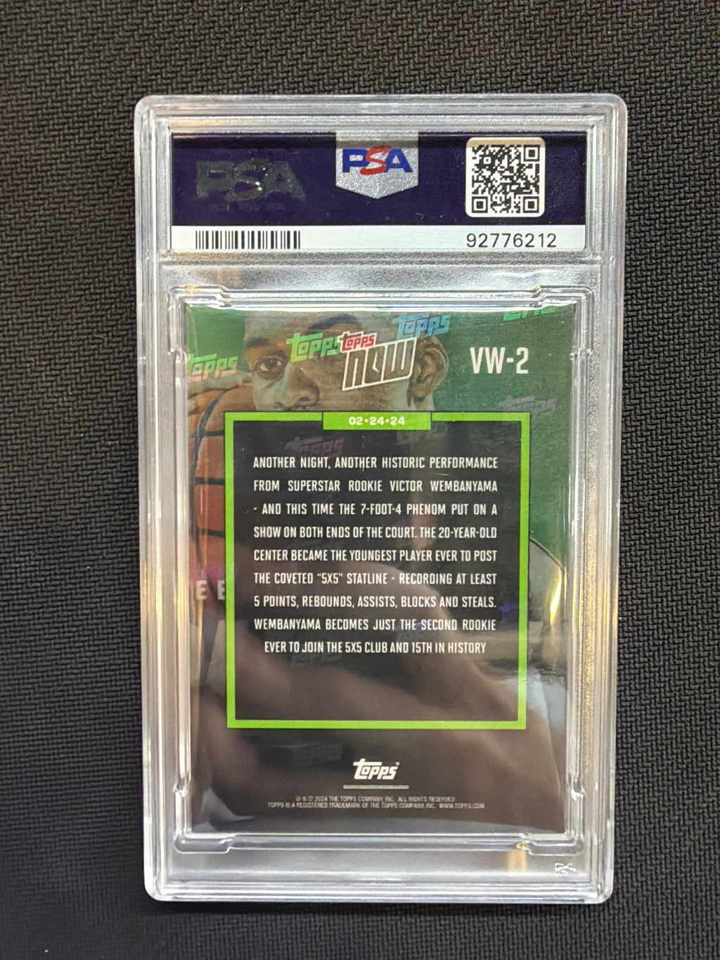 2023 Topps Now Victor Wembanyama #VW2 PSA 10
