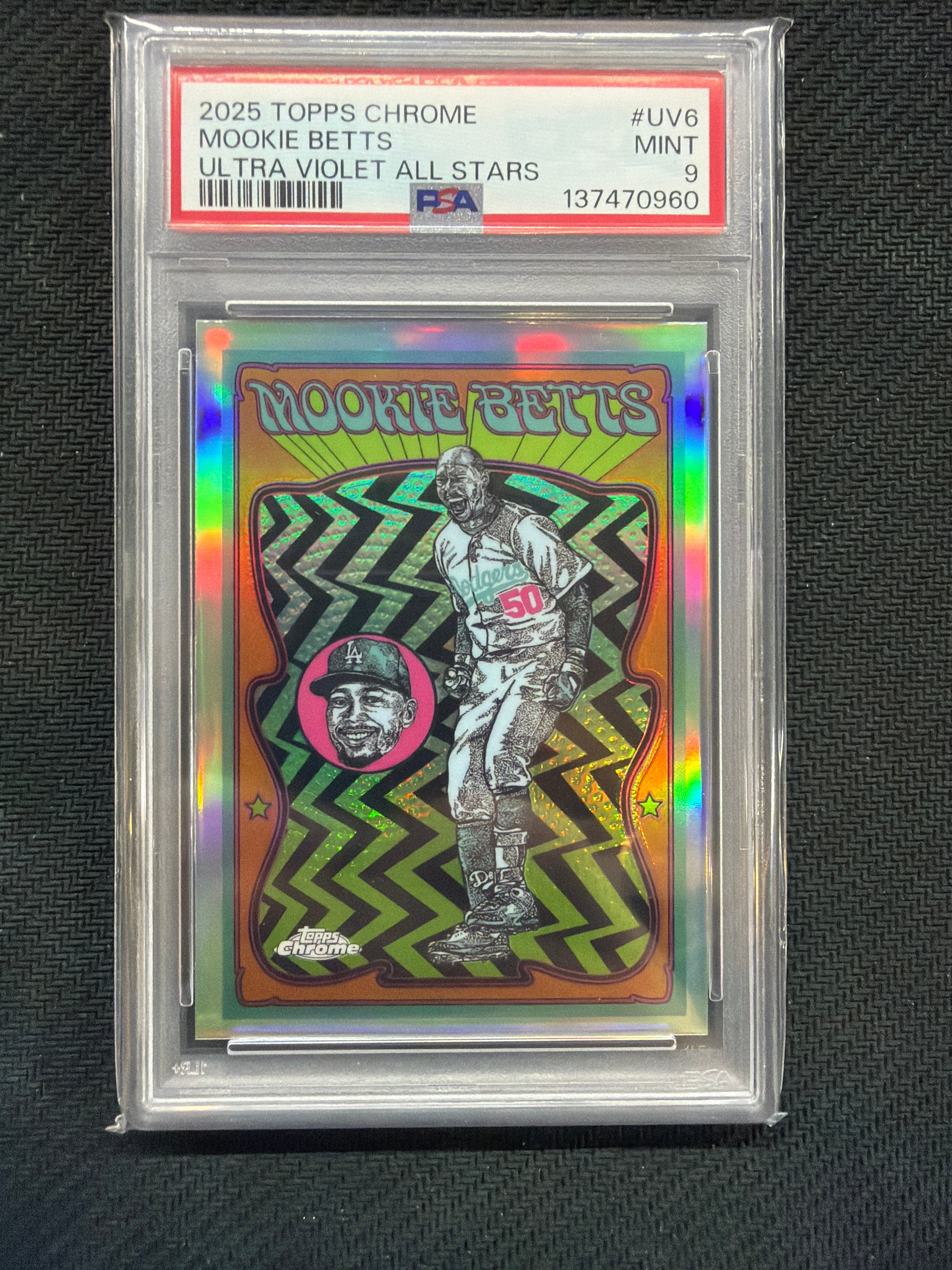 2025 Topps Chrome Mookie Betts Ultra Violet All Stars PSA 9
