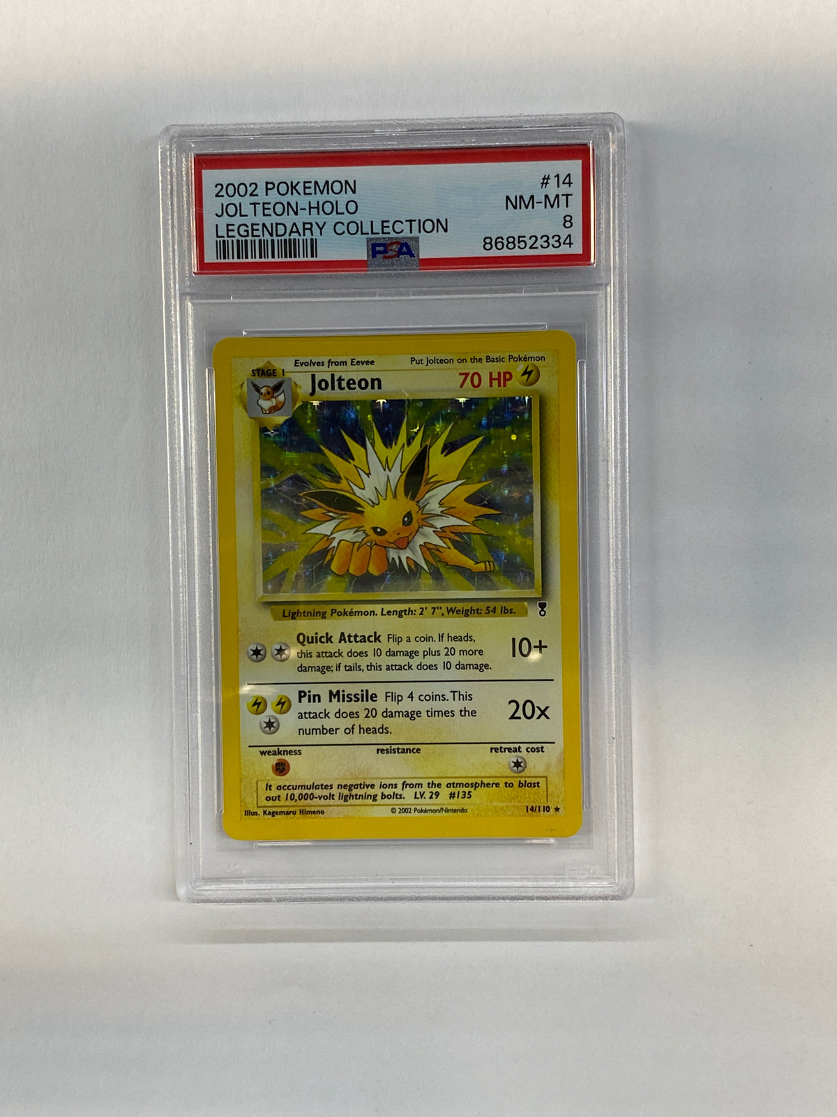 2002 Pokemon Legendary Collection Jolteon 14 Holo PSA 8