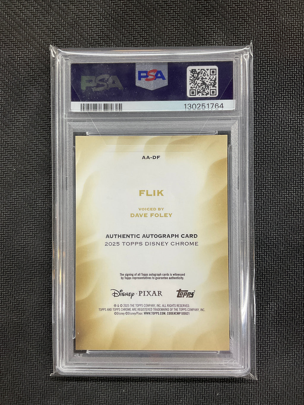 2025 Topps Chrome Disney Dave Foley Flik Auto #DF PSA 10
