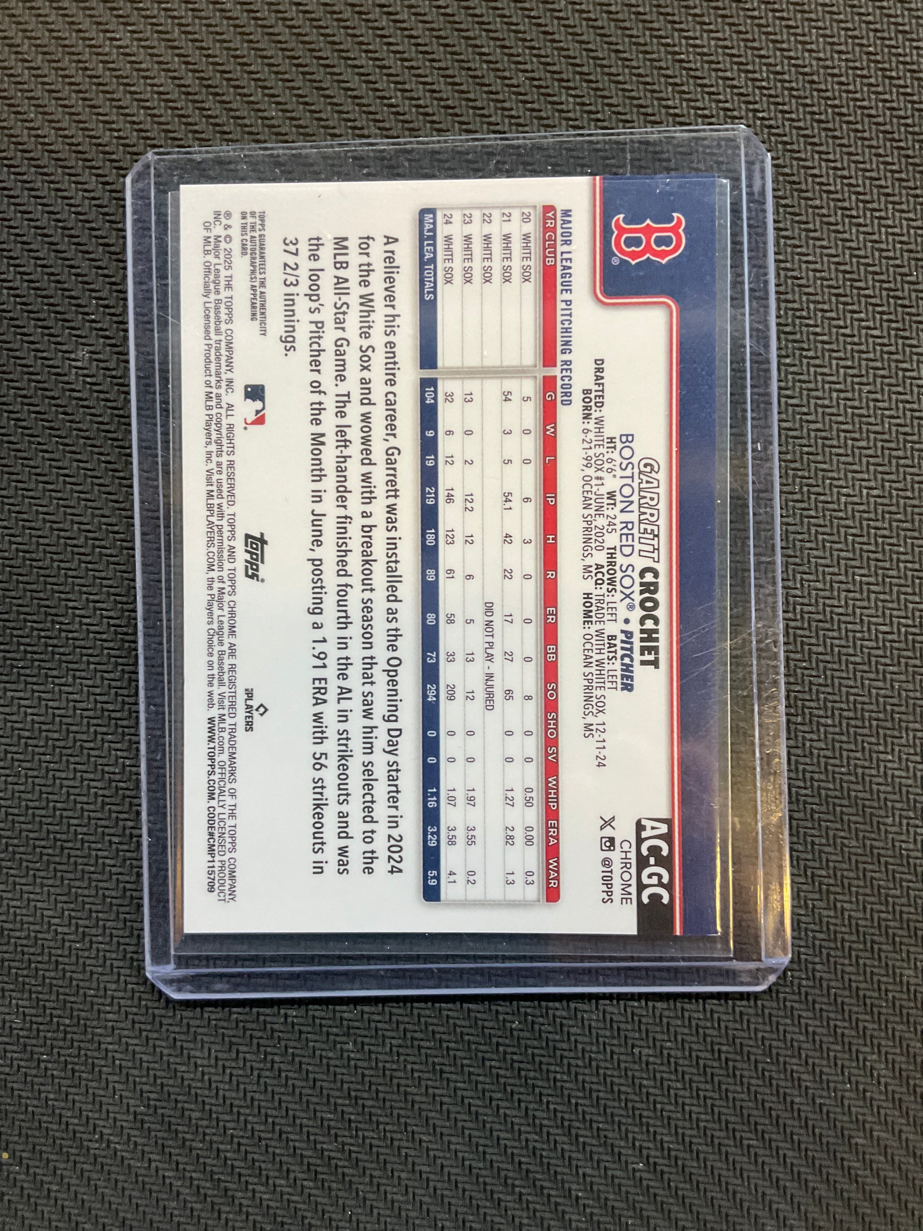 2025 Topps Chrome Garrett Crochet Mini Diamond Auto