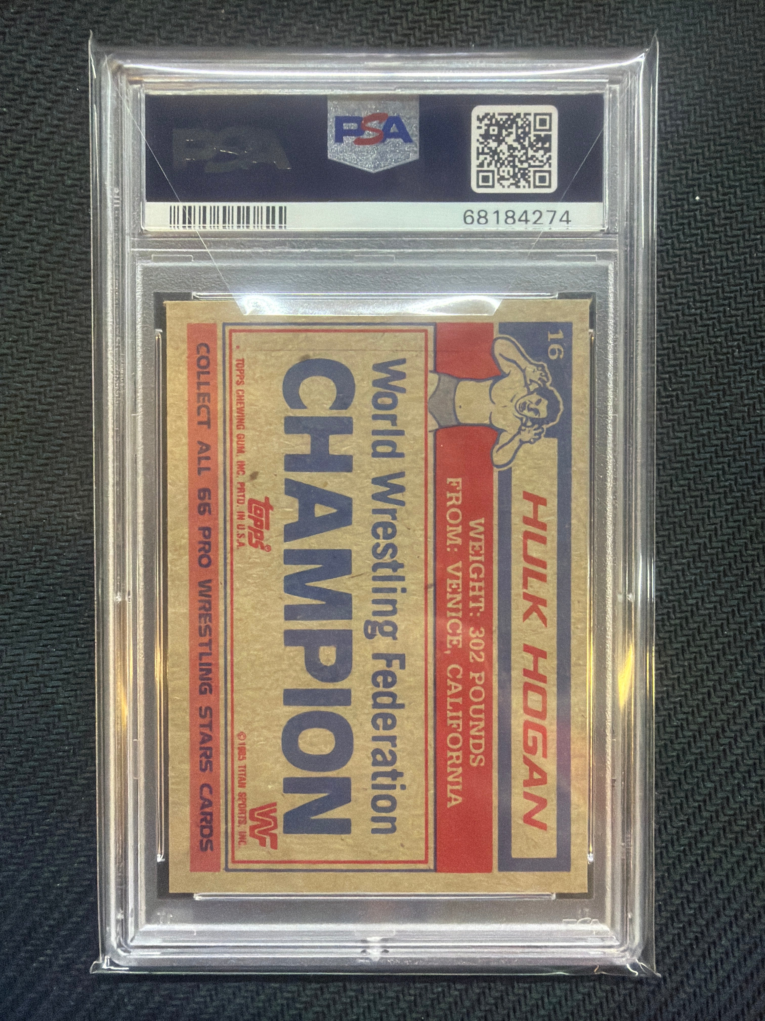 1985 Topps WWF Hulk Hogan Rookie #16 PSA 8 274