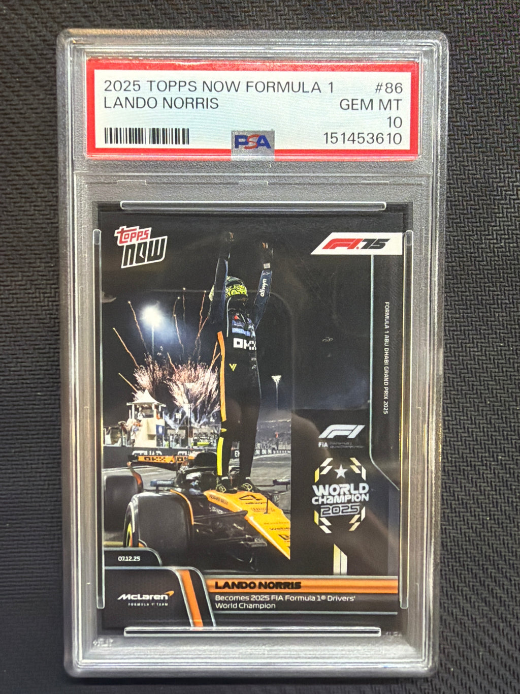 2025 Topps Now Formula 1 F1 Lando Norris #86 PSA 10 Mclaren 610