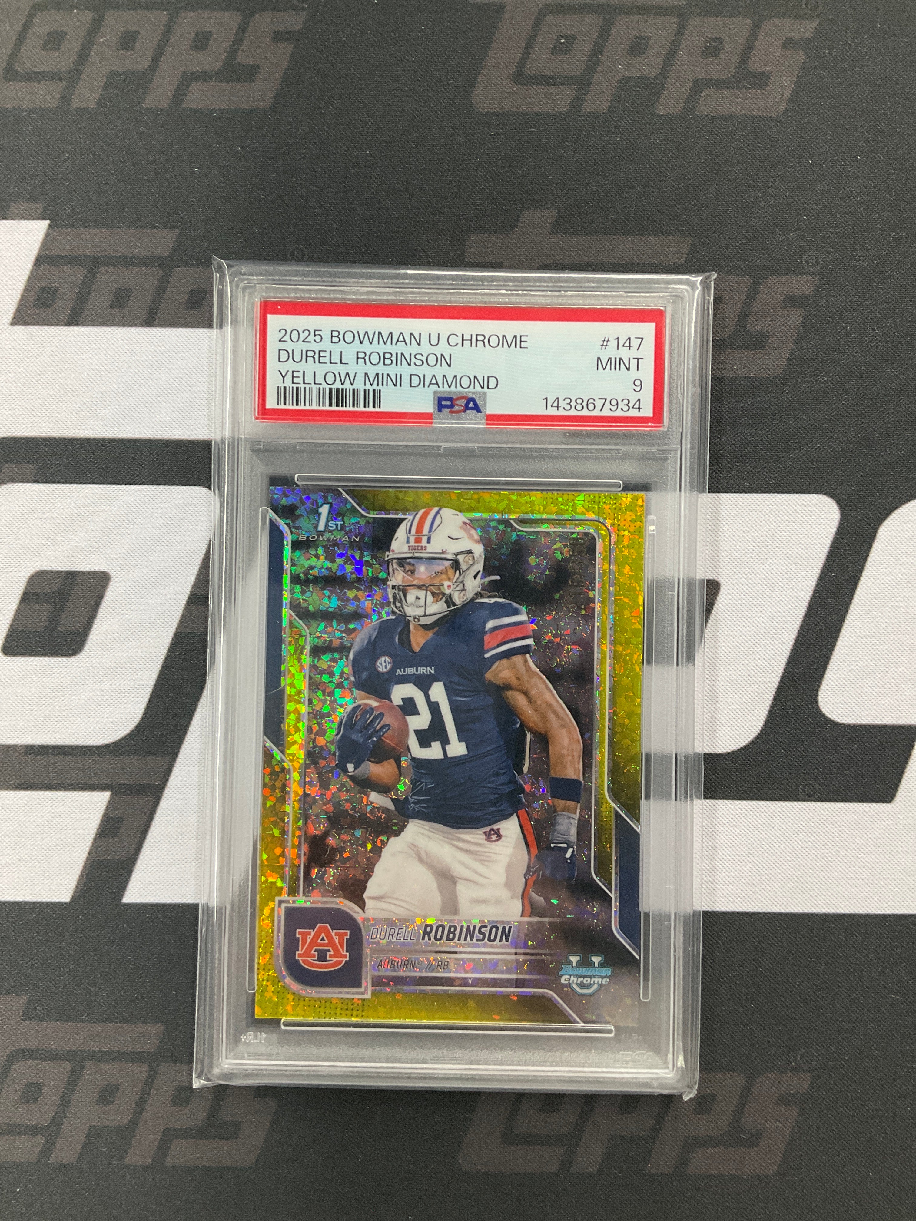 2025 Bowman U Durell Robinson Yellow Mini /350 PSA 9 Auburn