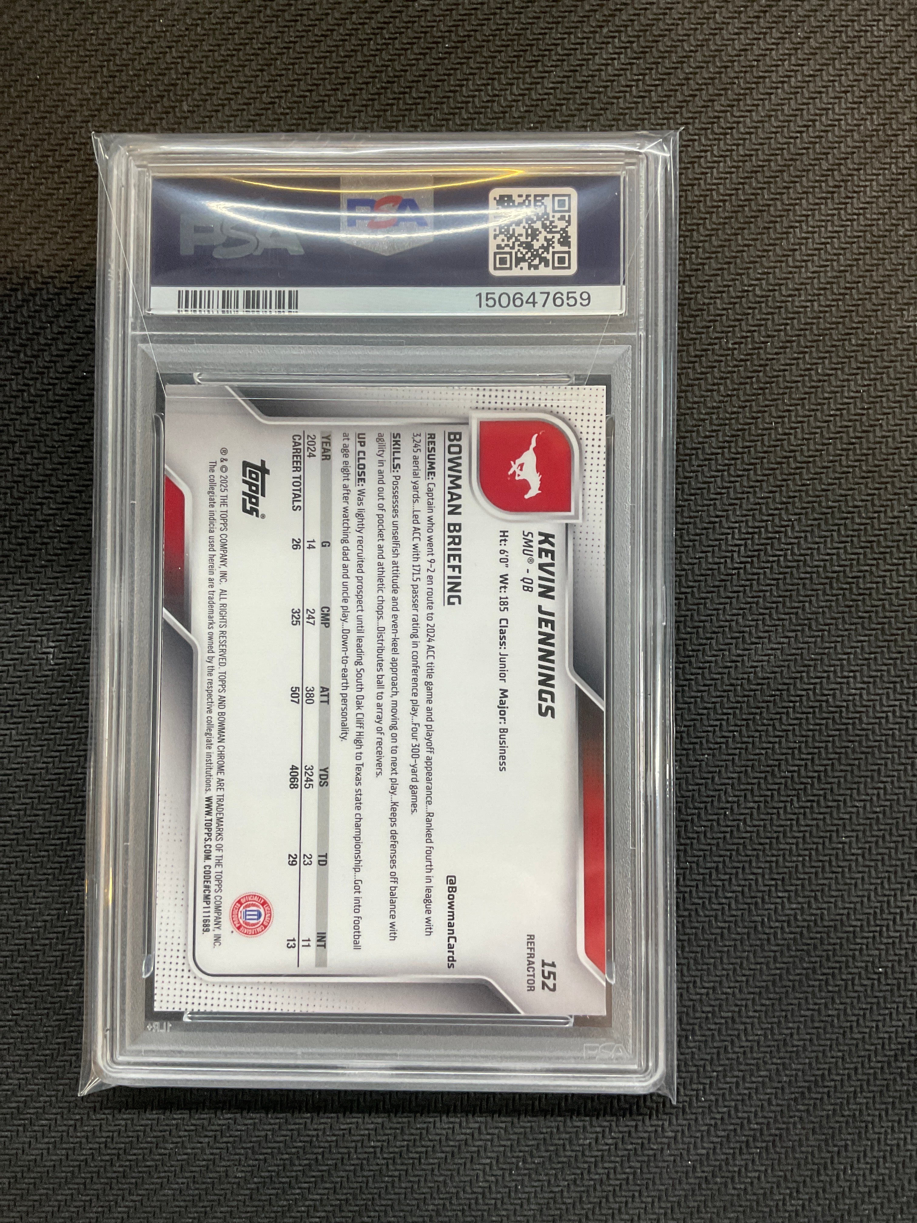 2025 Bowman U Kevin Jennings Rookie Refractor PSA 10 SMU