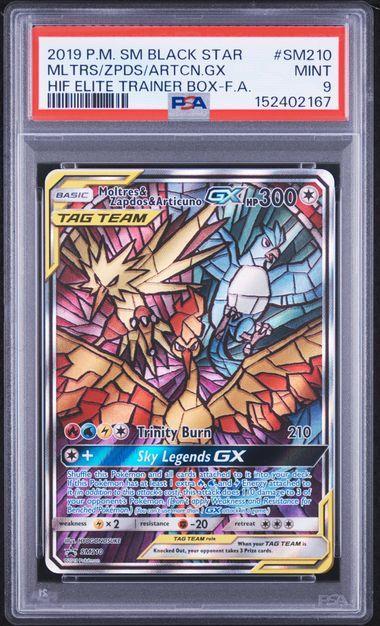 2019 Pokemon Sun & Moon Promo Moltres, Zapdos, & Articuno GX SM210 PSA 9