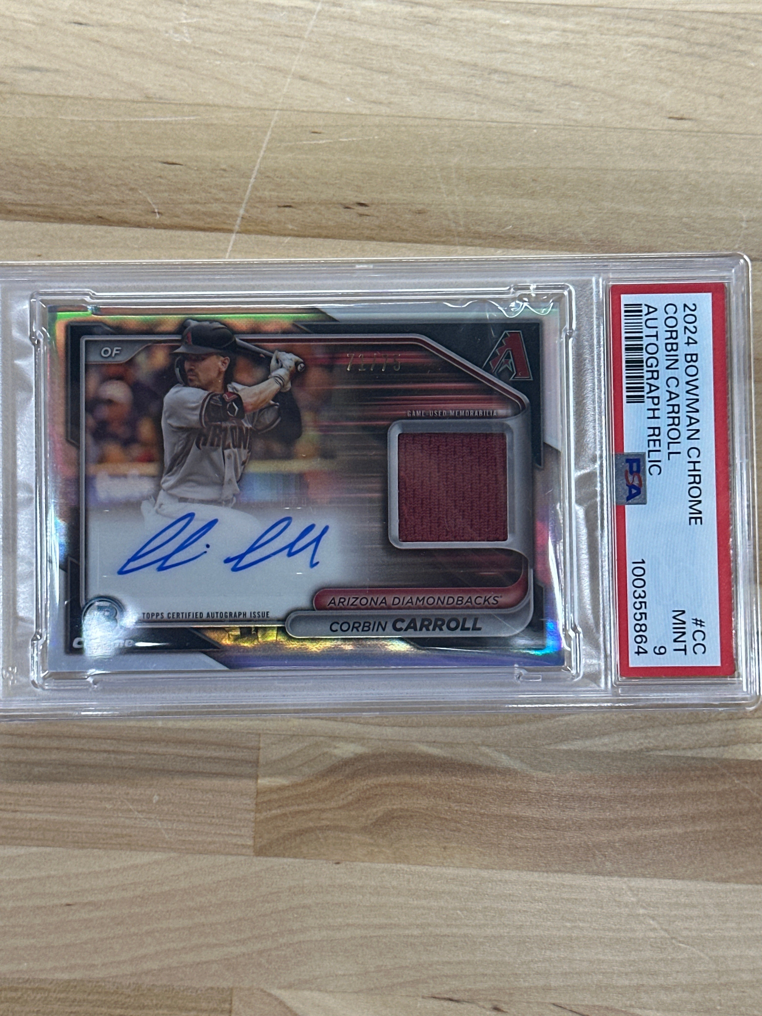 2024 Bowman Chrome Corbin Carroll Patch Auto /75 PSA 9