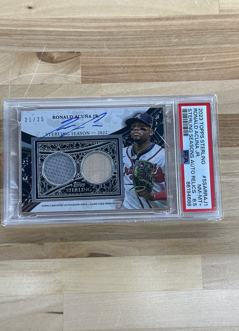 2023 Topps Sterling Ronald Acuna Jr. Patch Auto /25 PSA 8.5