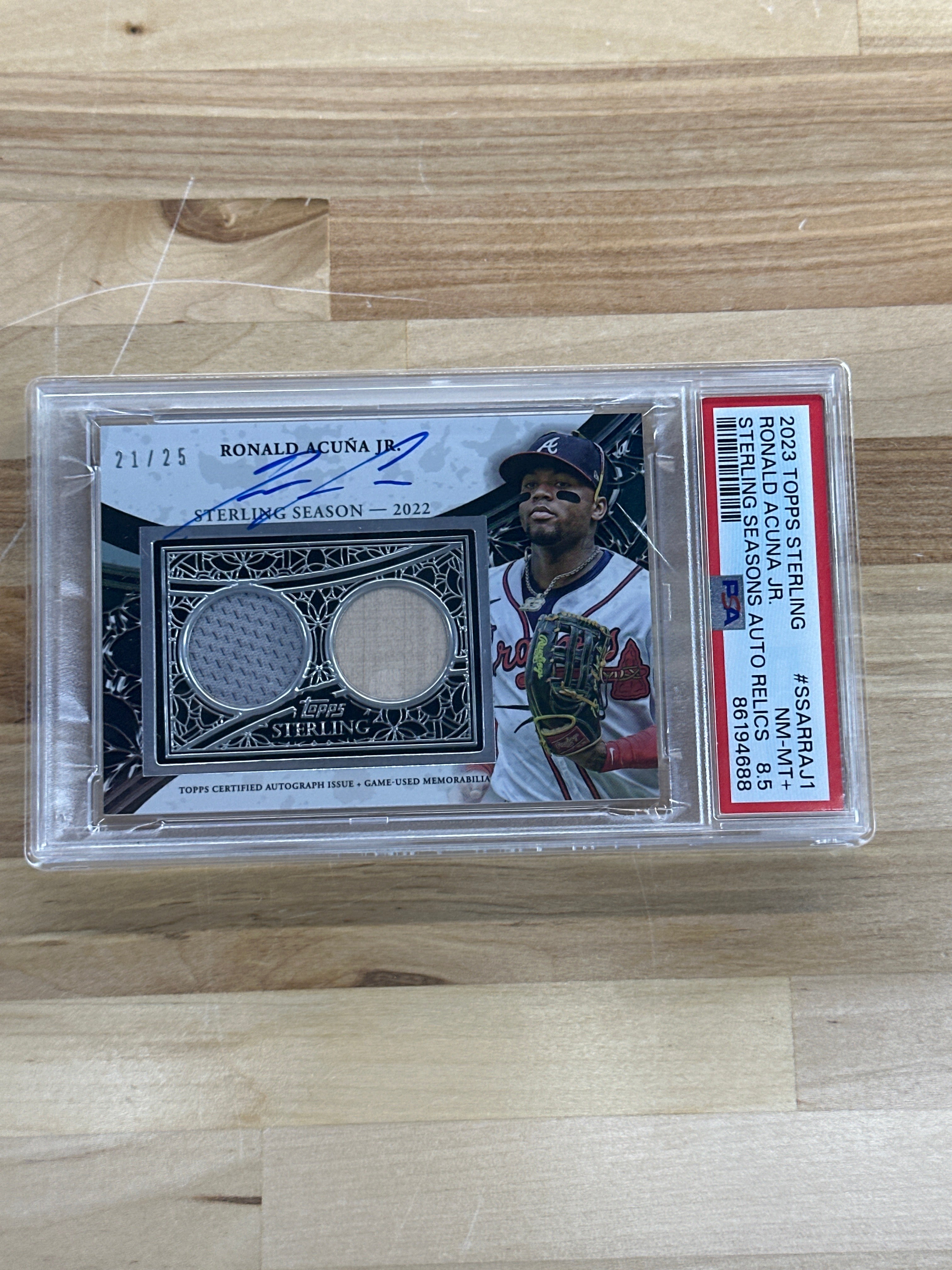 2023 Topps Sterling Ronald Acuna Jr. Patch Auto /25 PSA 8.5