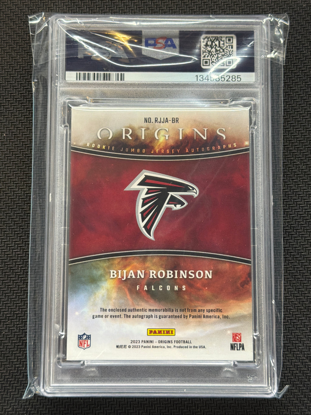 2023 Origins Bijan Robinson Rookie Patch Auto PSA 9 285